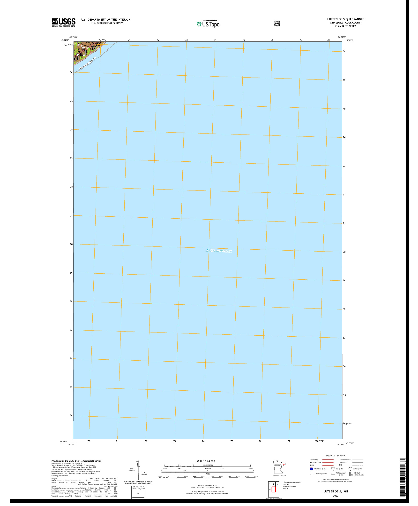 US TOPO 7.5-MINUTE MAP FOR LUTSEN OE S, MN