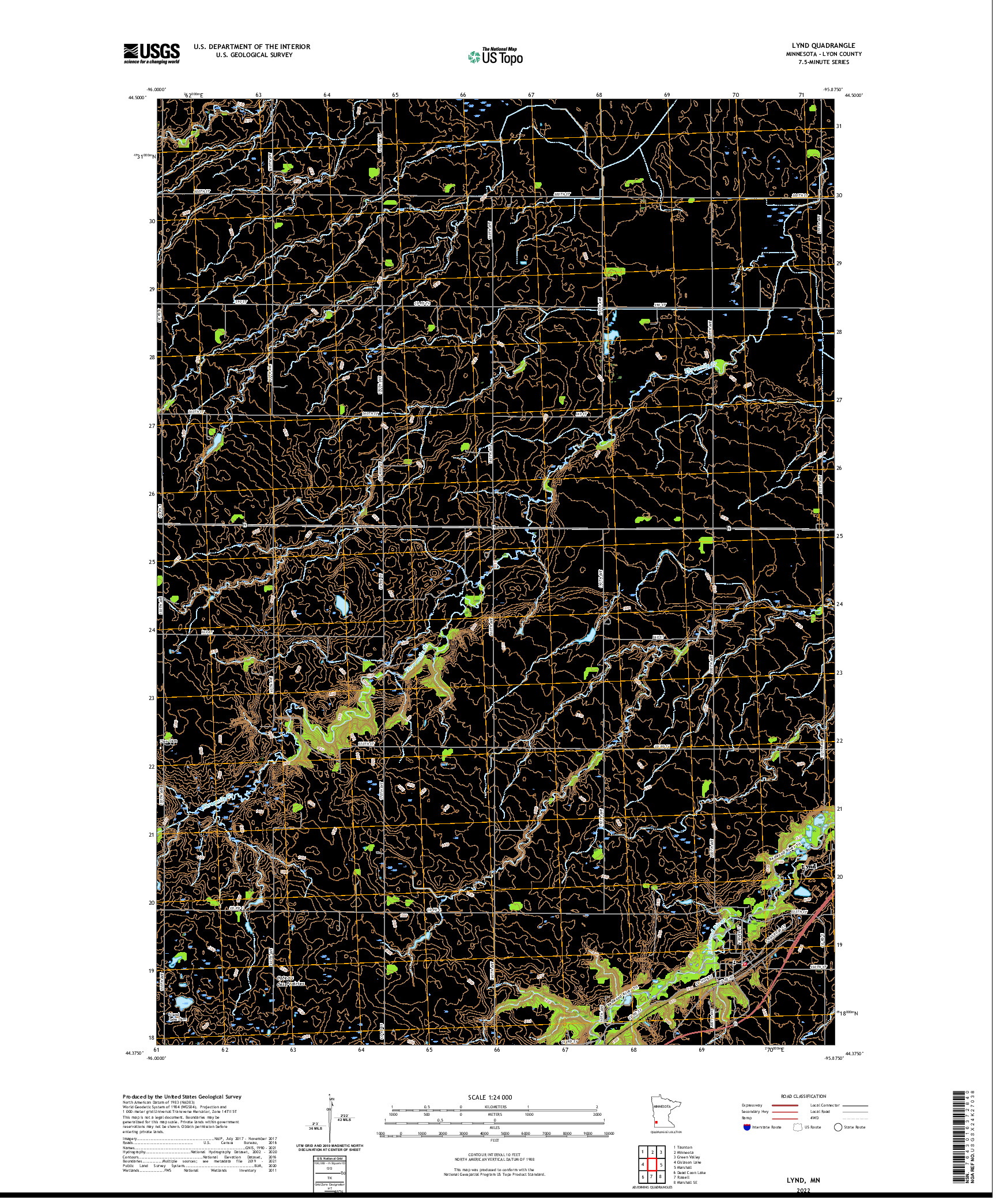 US TOPO 7.5-MINUTE MAP FOR LYND, MN