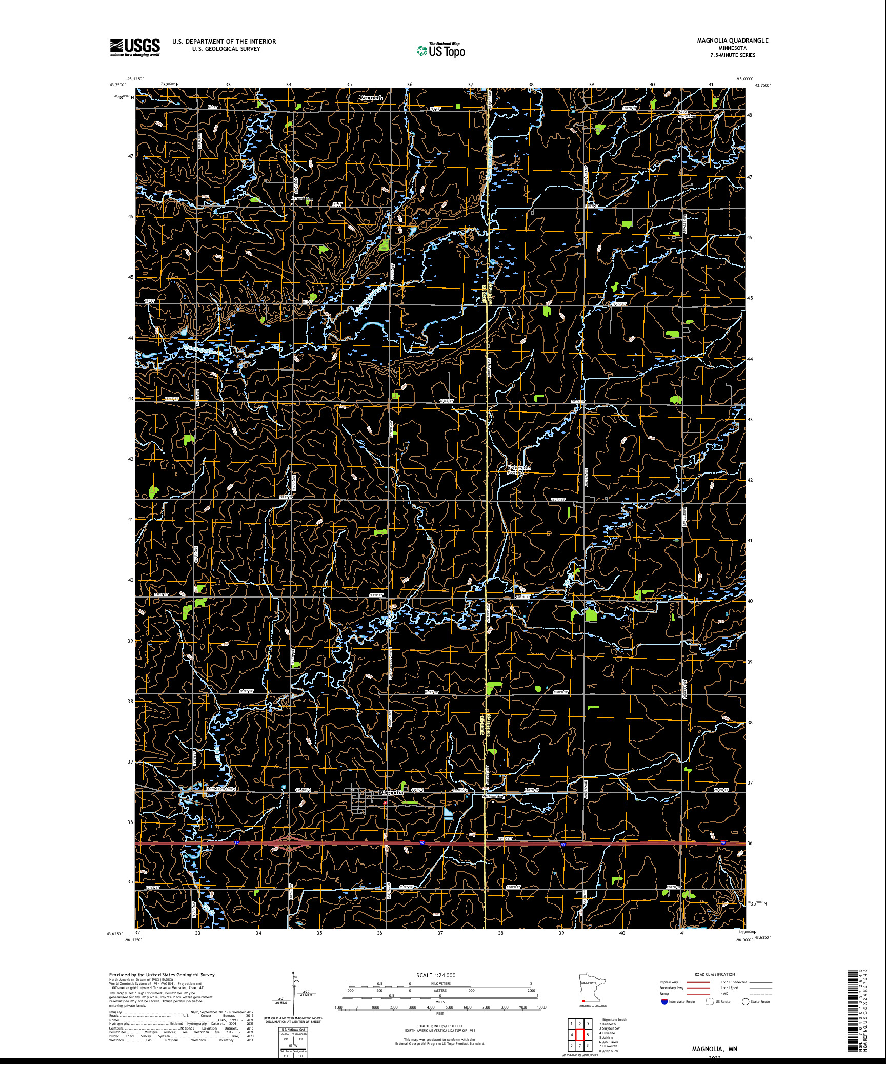 US TOPO 7.5-MINUTE MAP FOR MAGNOLIA, MN