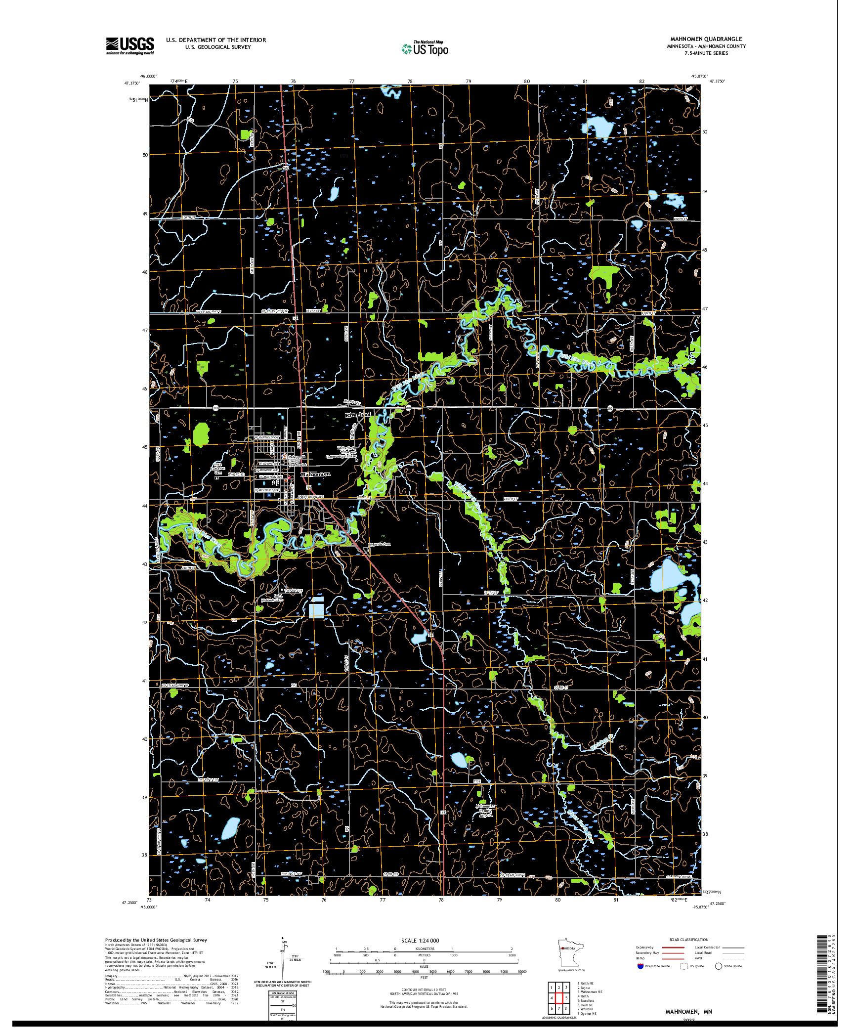 US TOPO 7.5-MINUTE MAP FOR MAHNOMEN, MN