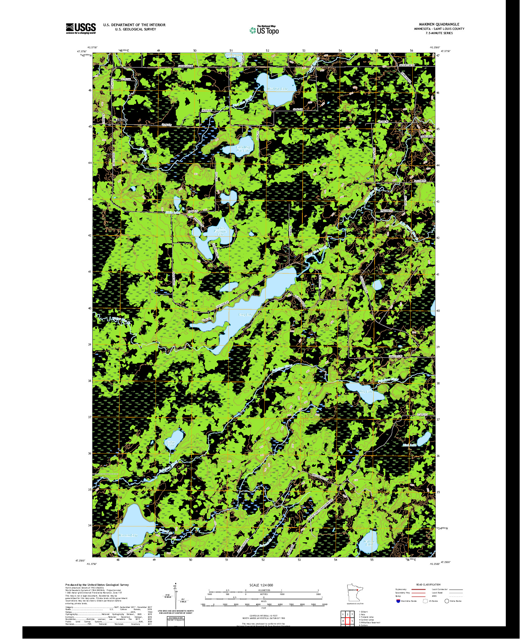 US TOPO 7.5-MINUTE MAP FOR MAKINEN, MN