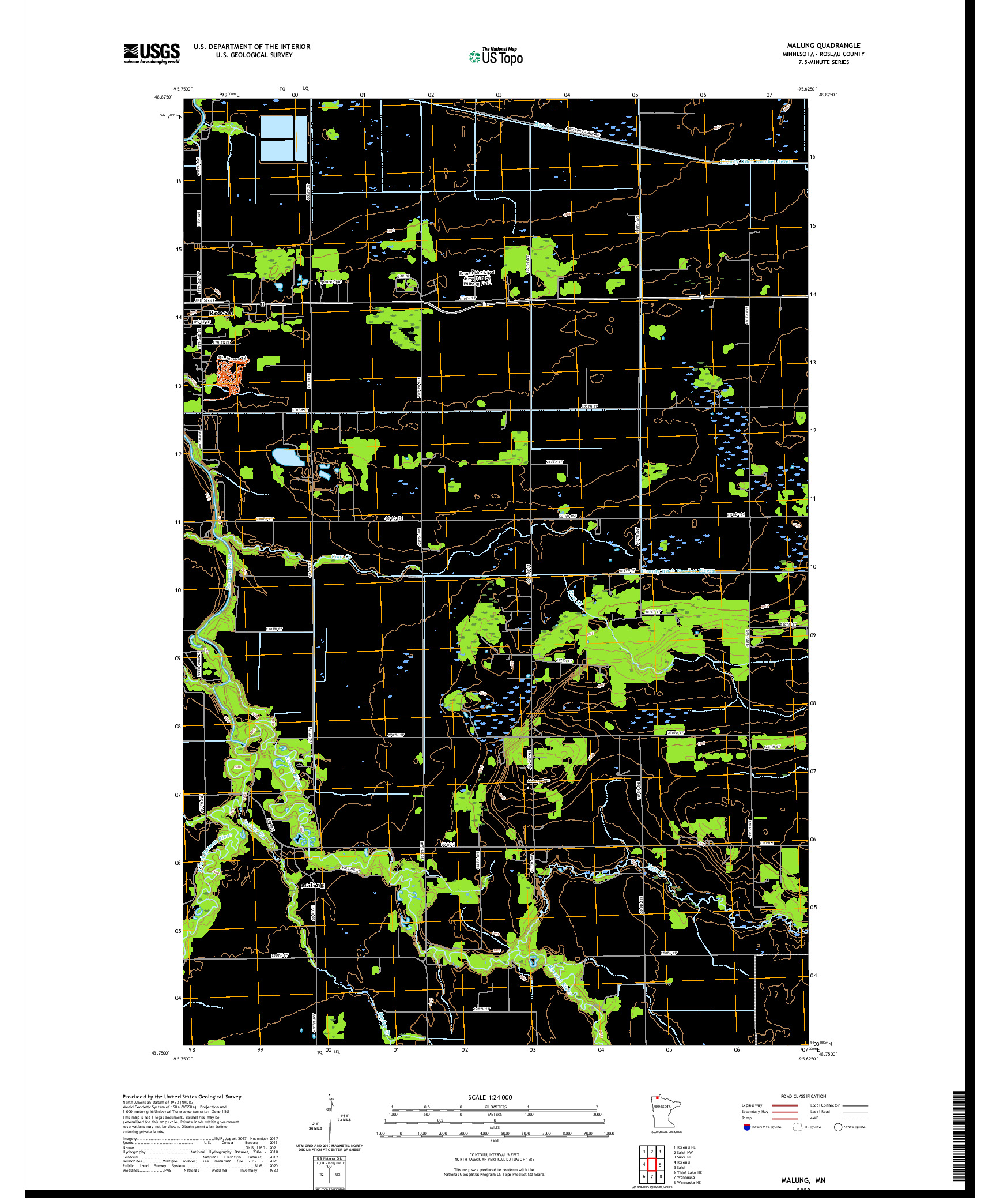 US TOPO 7.5-MINUTE MAP FOR MALUNG, MN