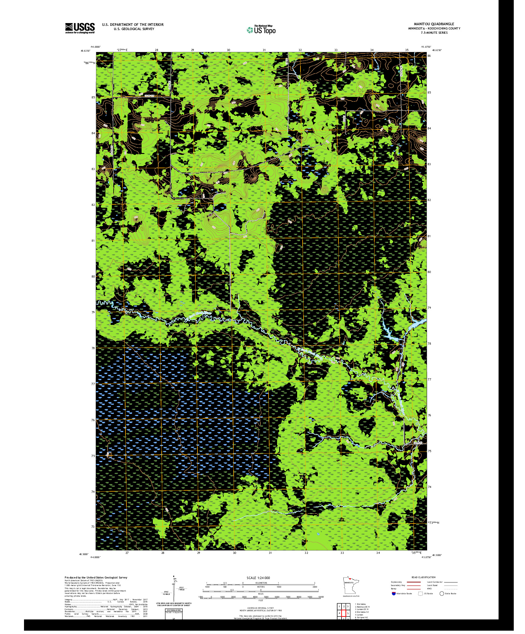 US TOPO 7.5-MINUTE MAP FOR MANITOU, MN