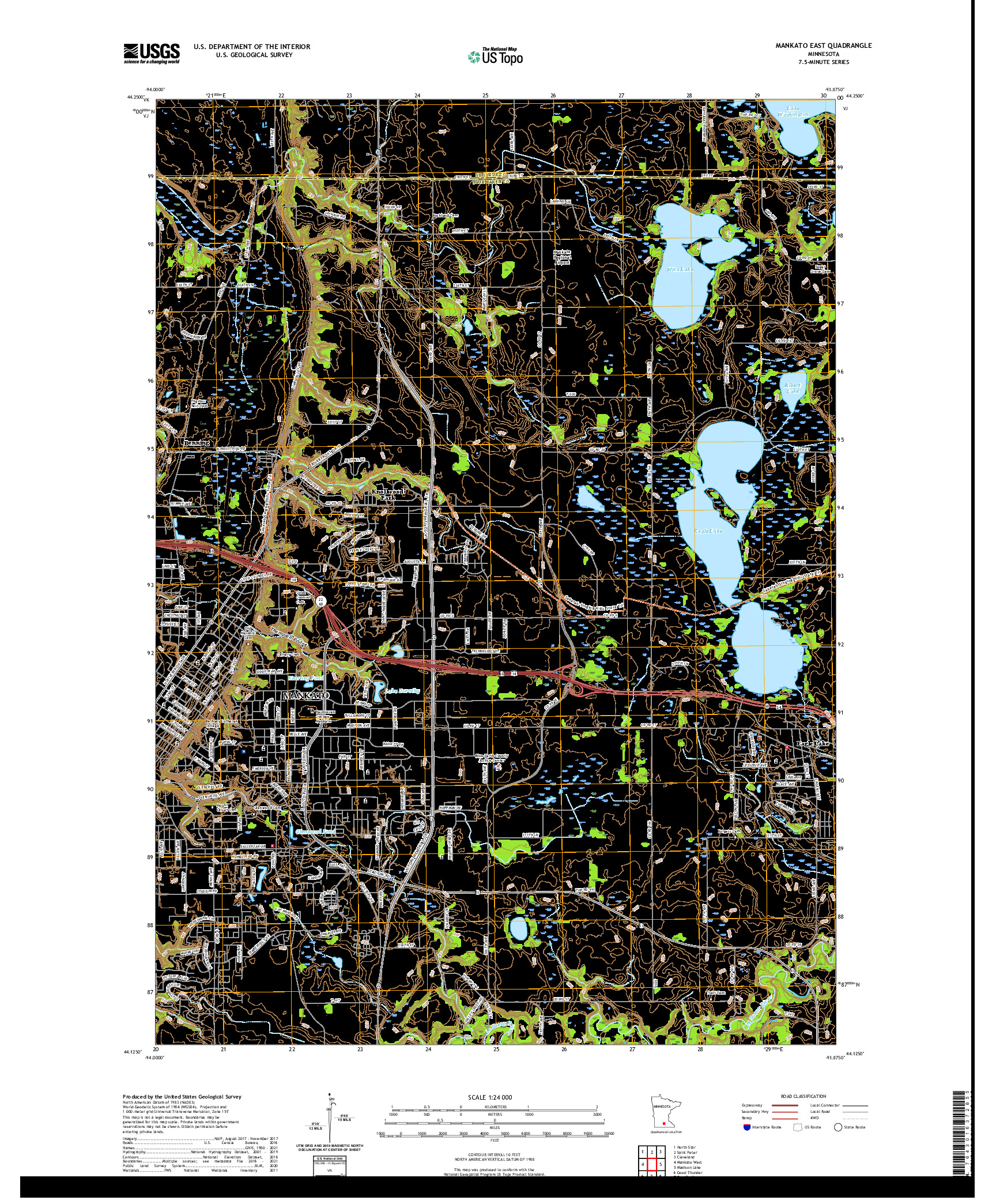 US TOPO 7.5-MINUTE MAP FOR MANKATO EAST, MN