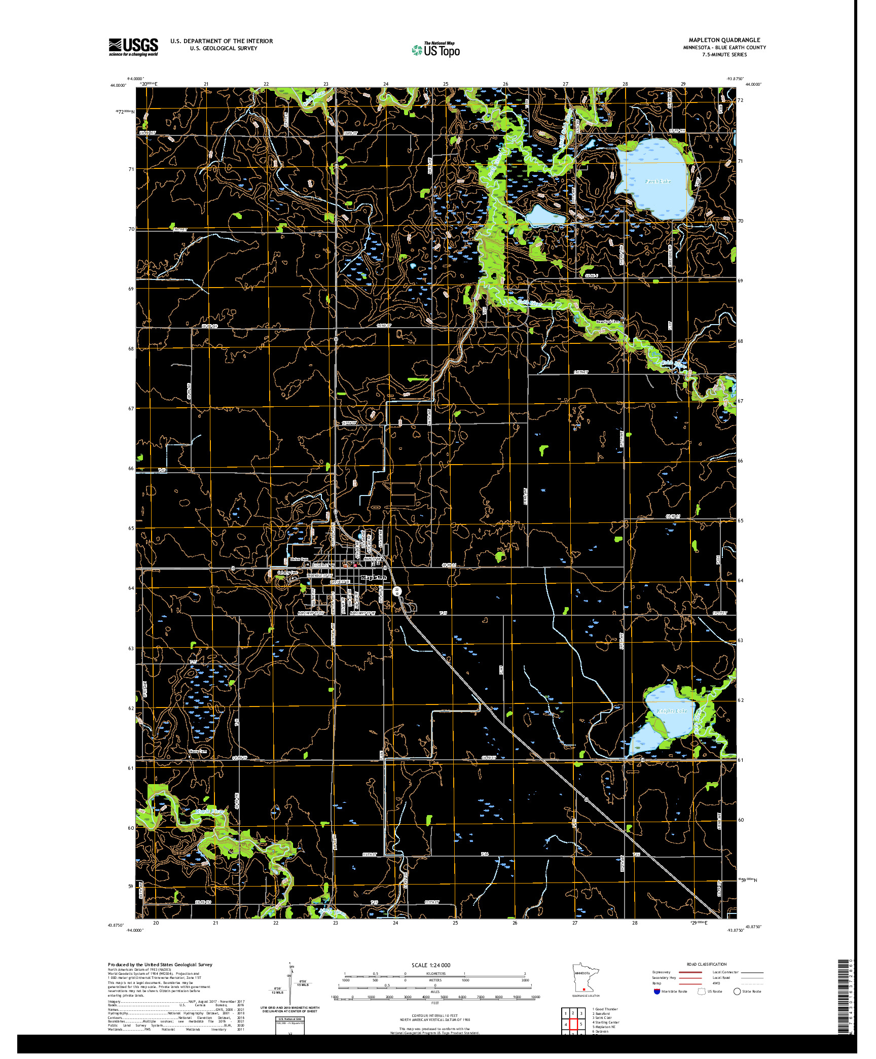 US TOPO 7.5-MINUTE MAP FOR MAPLETON, MN