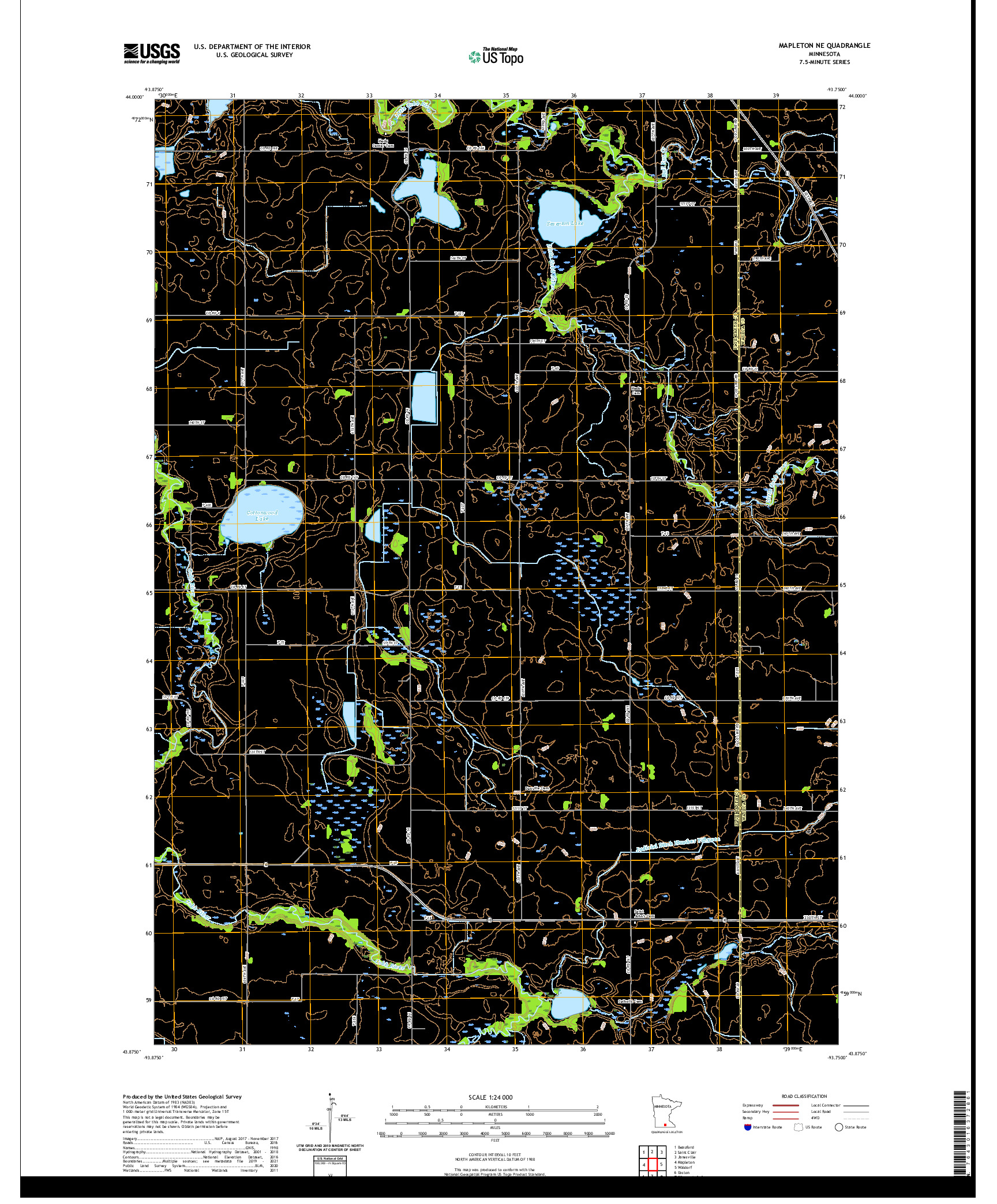 US TOPO 7.5-MINUTE MAP FOR MAPLETON NE, MN