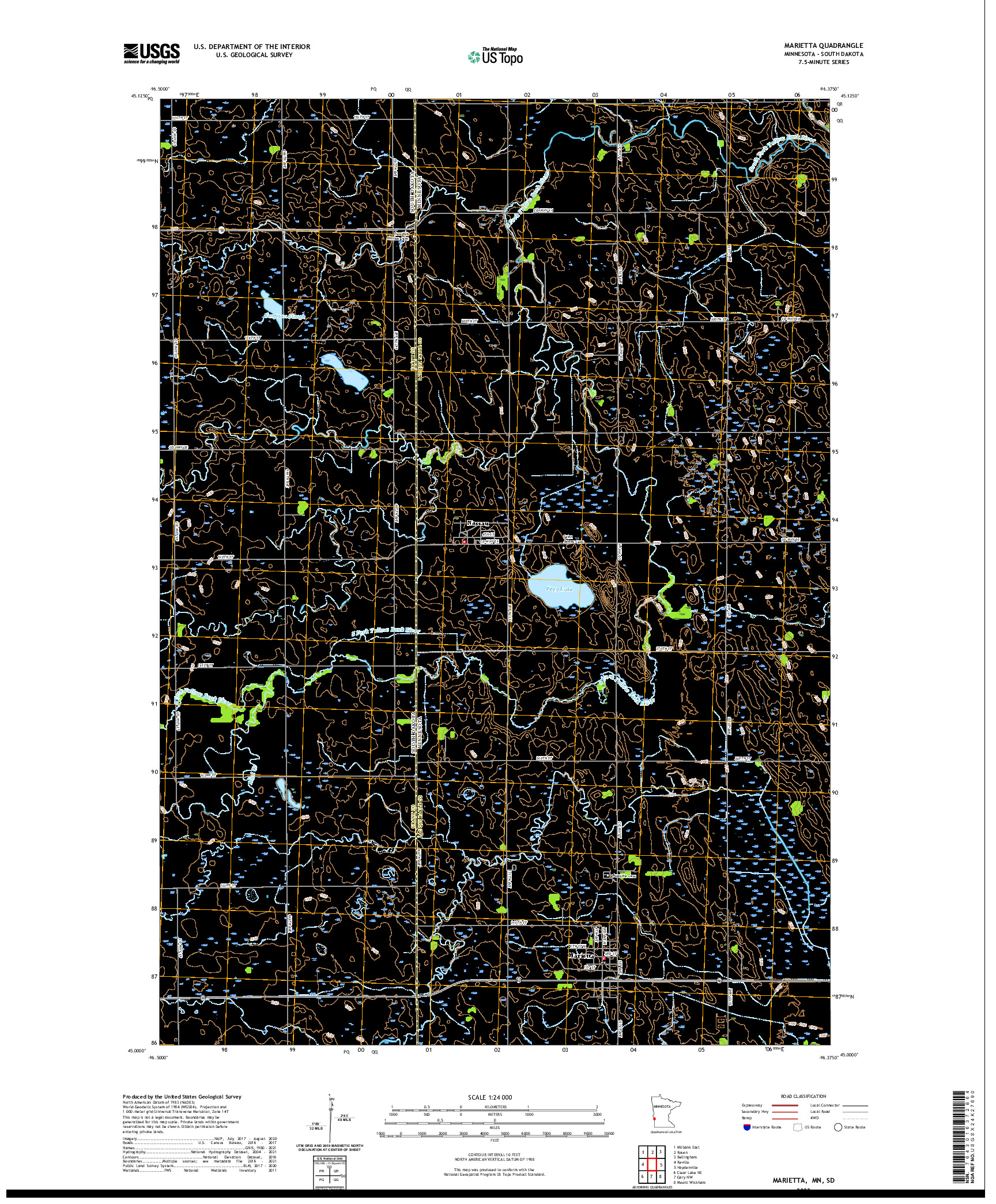 US TOPO 7.5-MINUTE MAP FOR MARIETTA, MN,SD