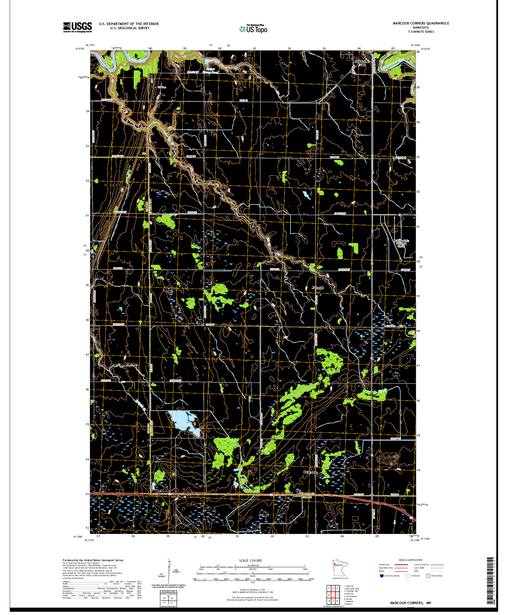 US TOPO 7.5-MINUTE MAP FOR MARCOUX CORNERS, MN