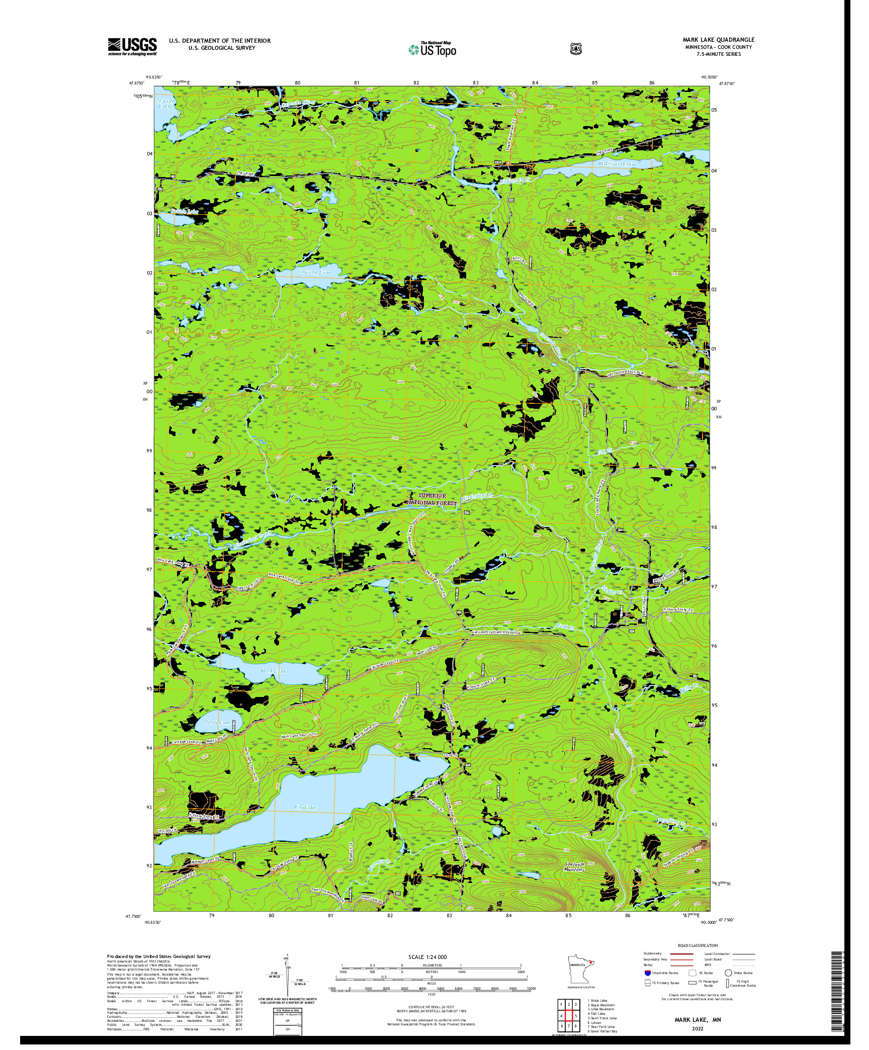 US TOPO 7.5-MINUTE MAP FOR MARK LAKE, MN