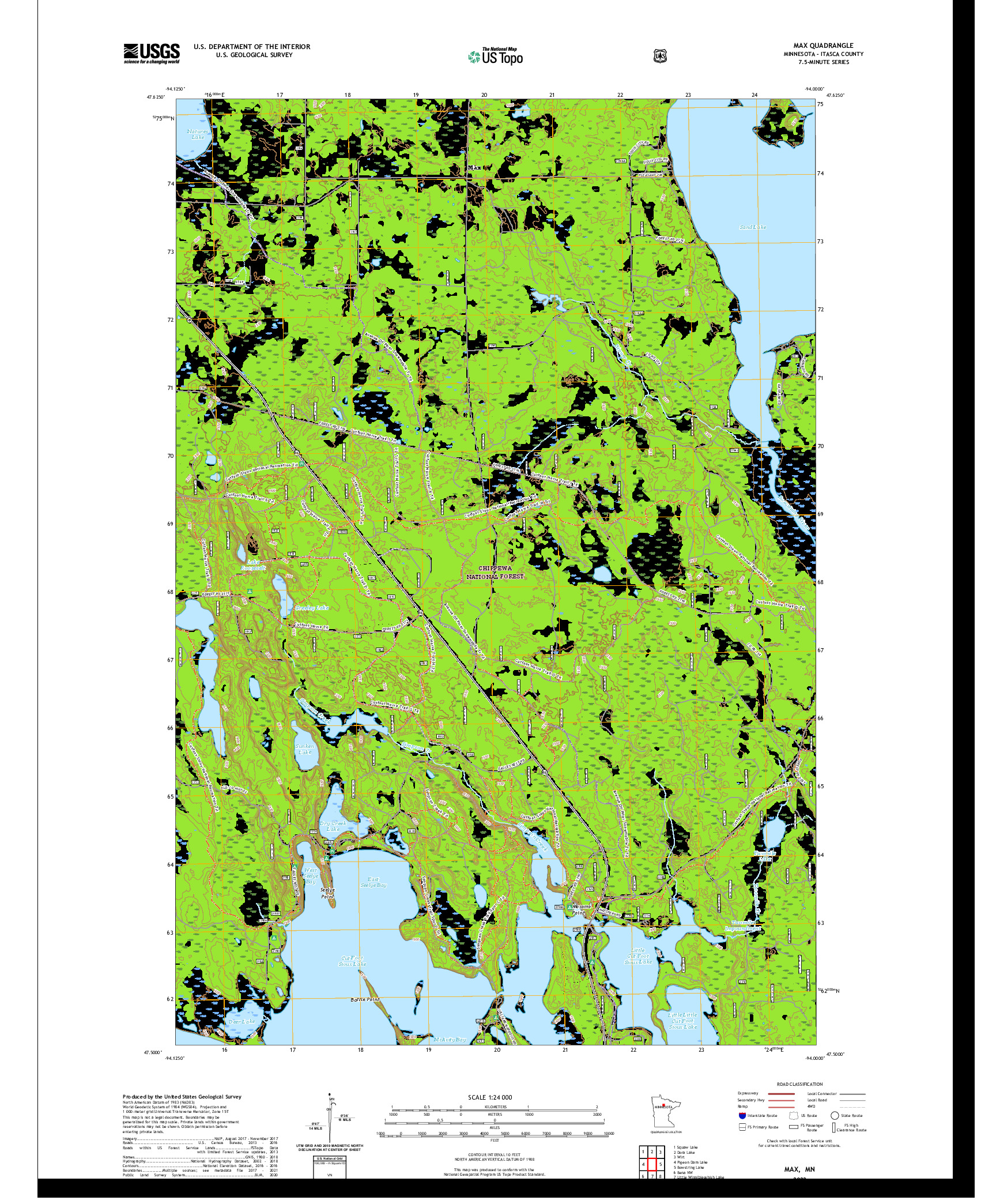 US TOPO 7.5-MINUTE MAP FOR MAX, MN