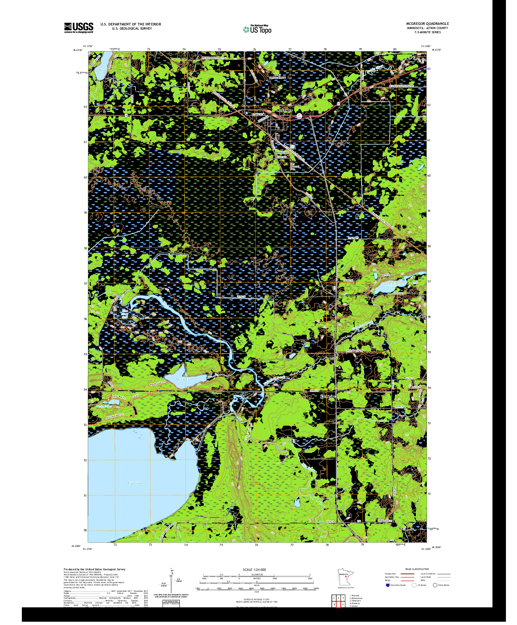 US TOPO 7.5-MINUTE MAP FOR MCGREGOR, MN