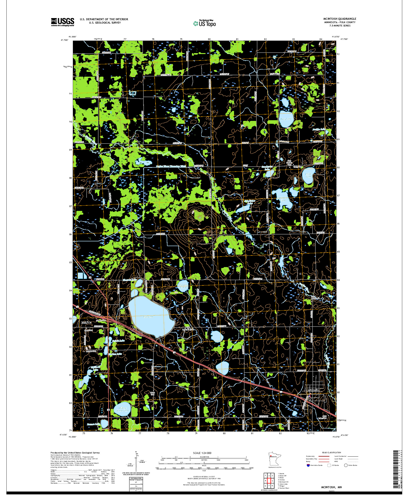 US TOPO 7.5-MINUTE MAP FOR MCINTOSH, MN