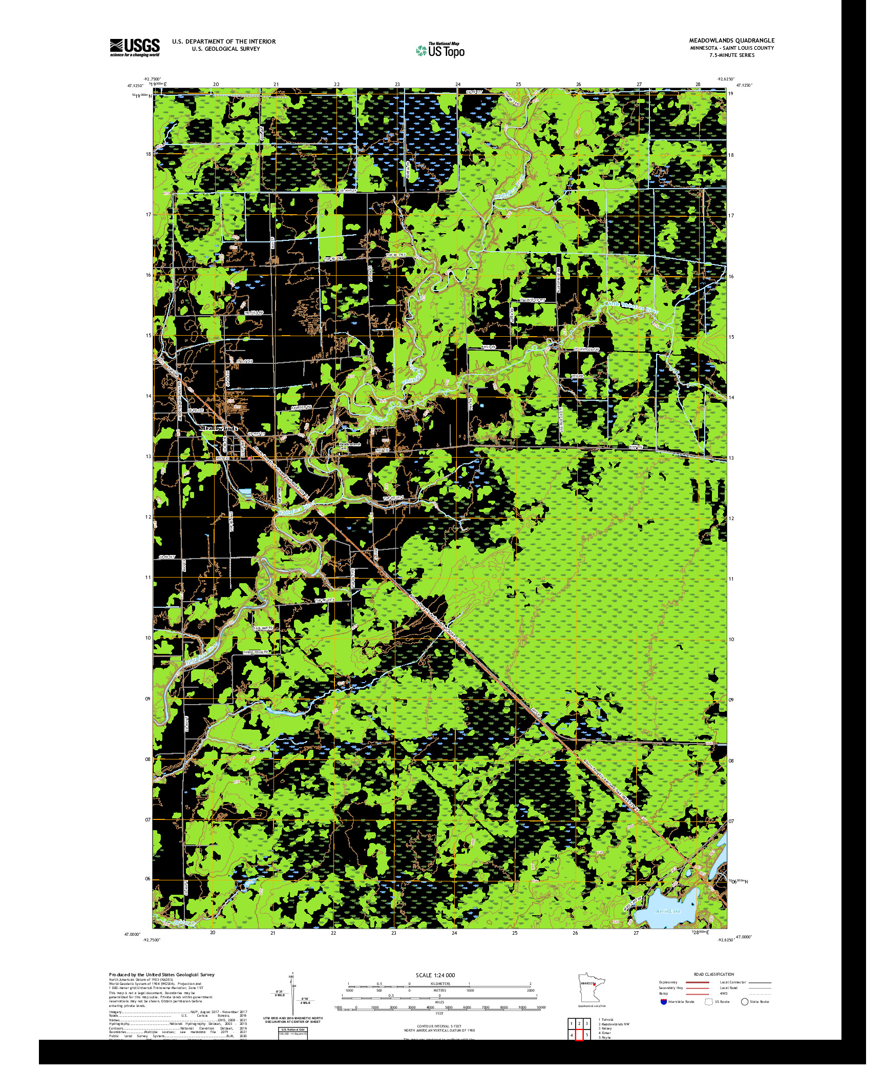 US TOPO 7.5-MINUTE MAP FOR MEADOWLANDS, MN