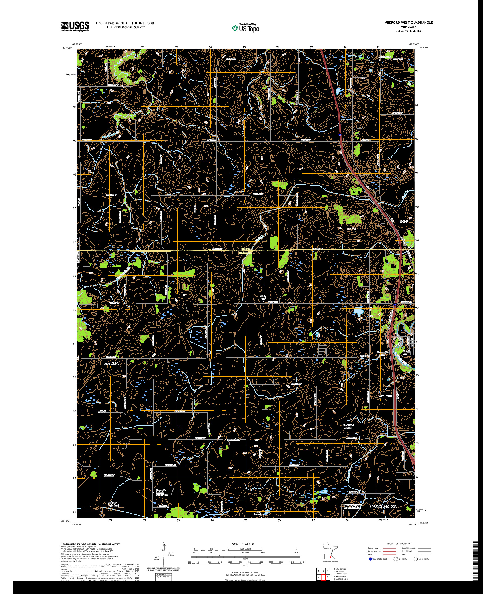 US TOPO 7.5-MINUTE MAP FOR MEDFORD WEST, MN