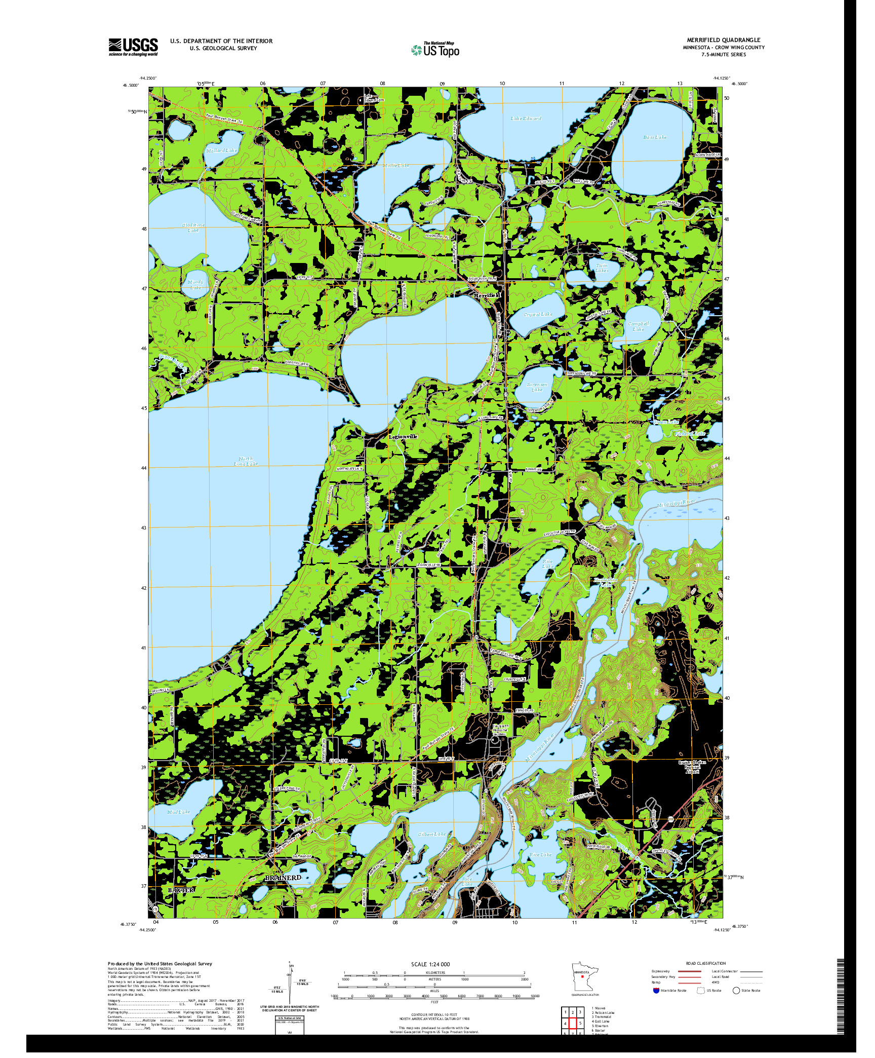 US TOPO 7.5-MINUTE MAP FOR MERRIFIELD, MN