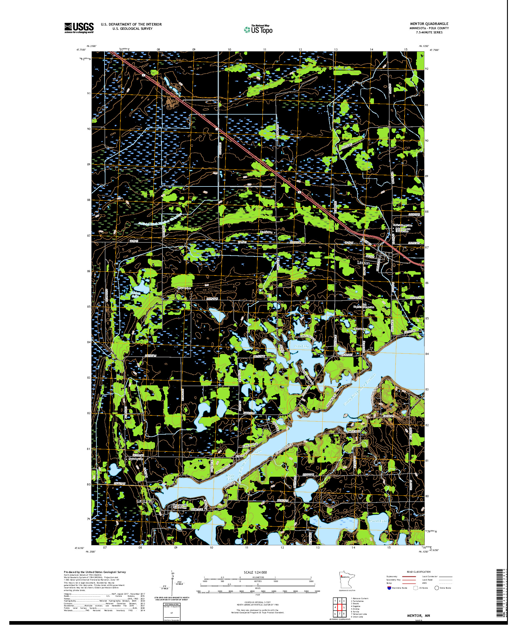 US TOPO 7.5-MINUTE MAP FOR MENTOR, MN