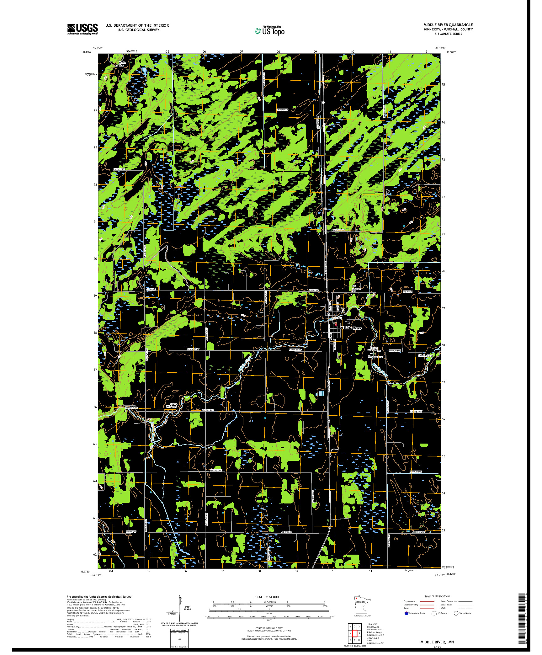 US TOPO 7.5-MINUTE MAP FOR MIDDLE RIVER, MN