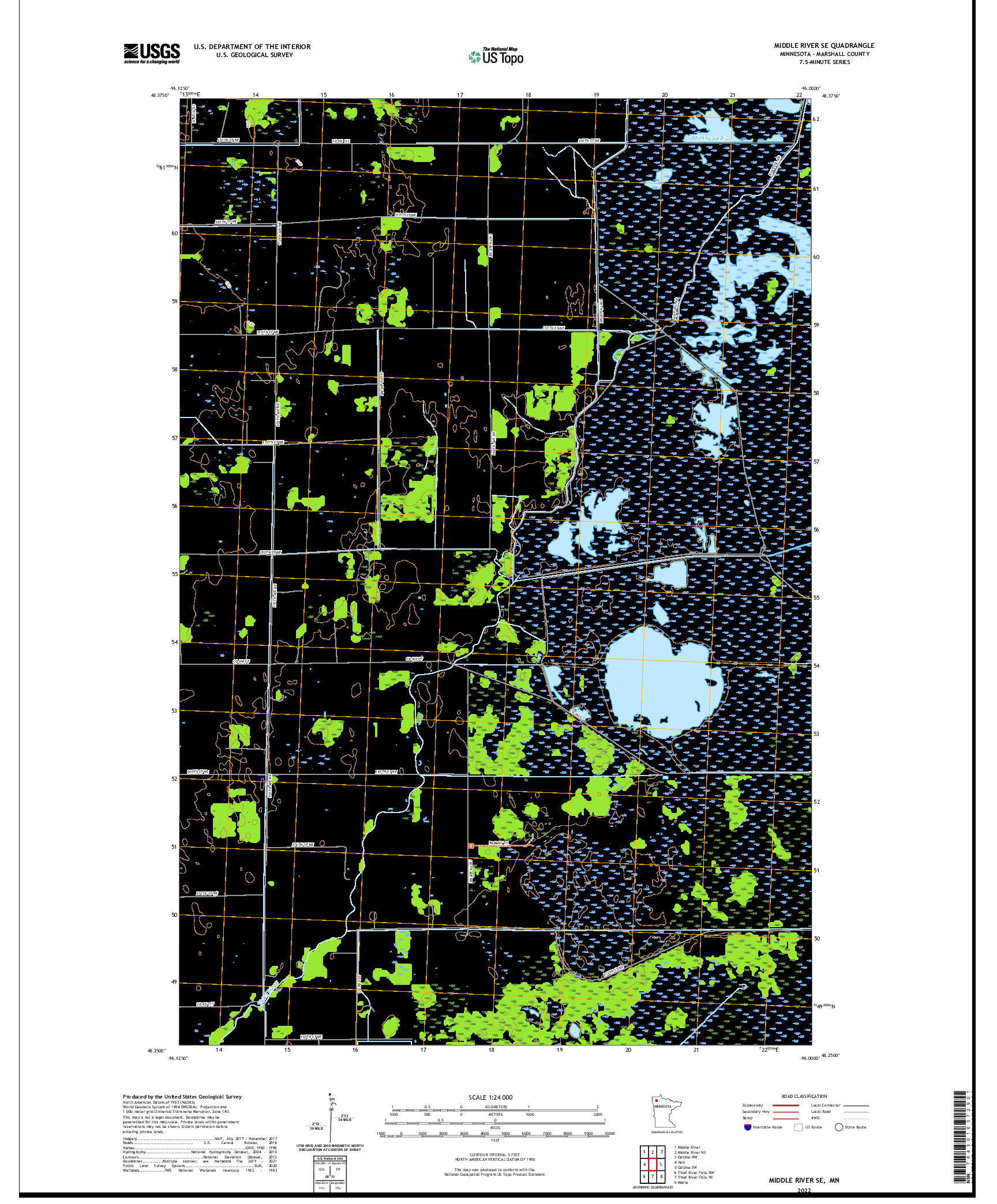 US TOPO 7.5-MINUTE MAP FOR MIDDLE RIVER SE, MN