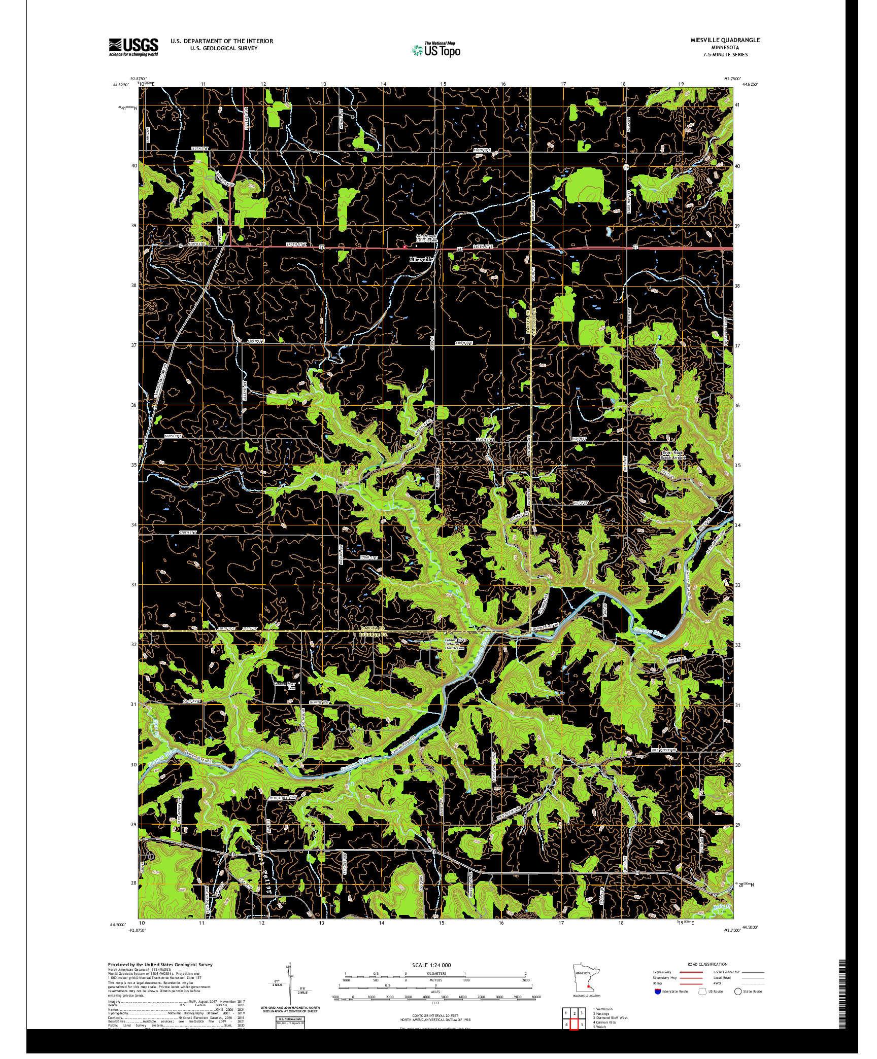 US TOPO 7.5-MINUTE MAP FOR MIESVILLE, MN