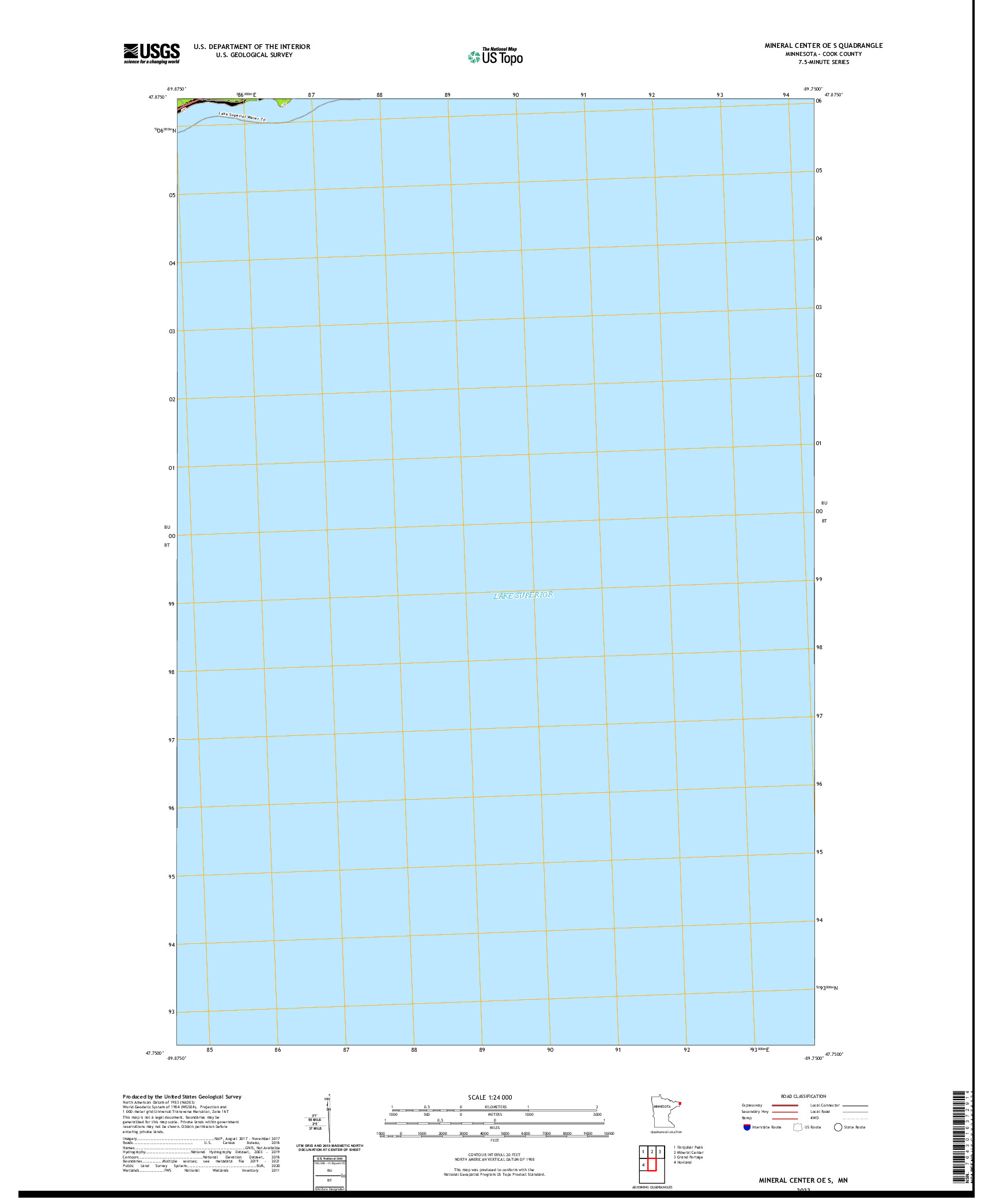 US TOPO 7.5-MINUTE MAP FOR MINERAL CENTER OE S, MN