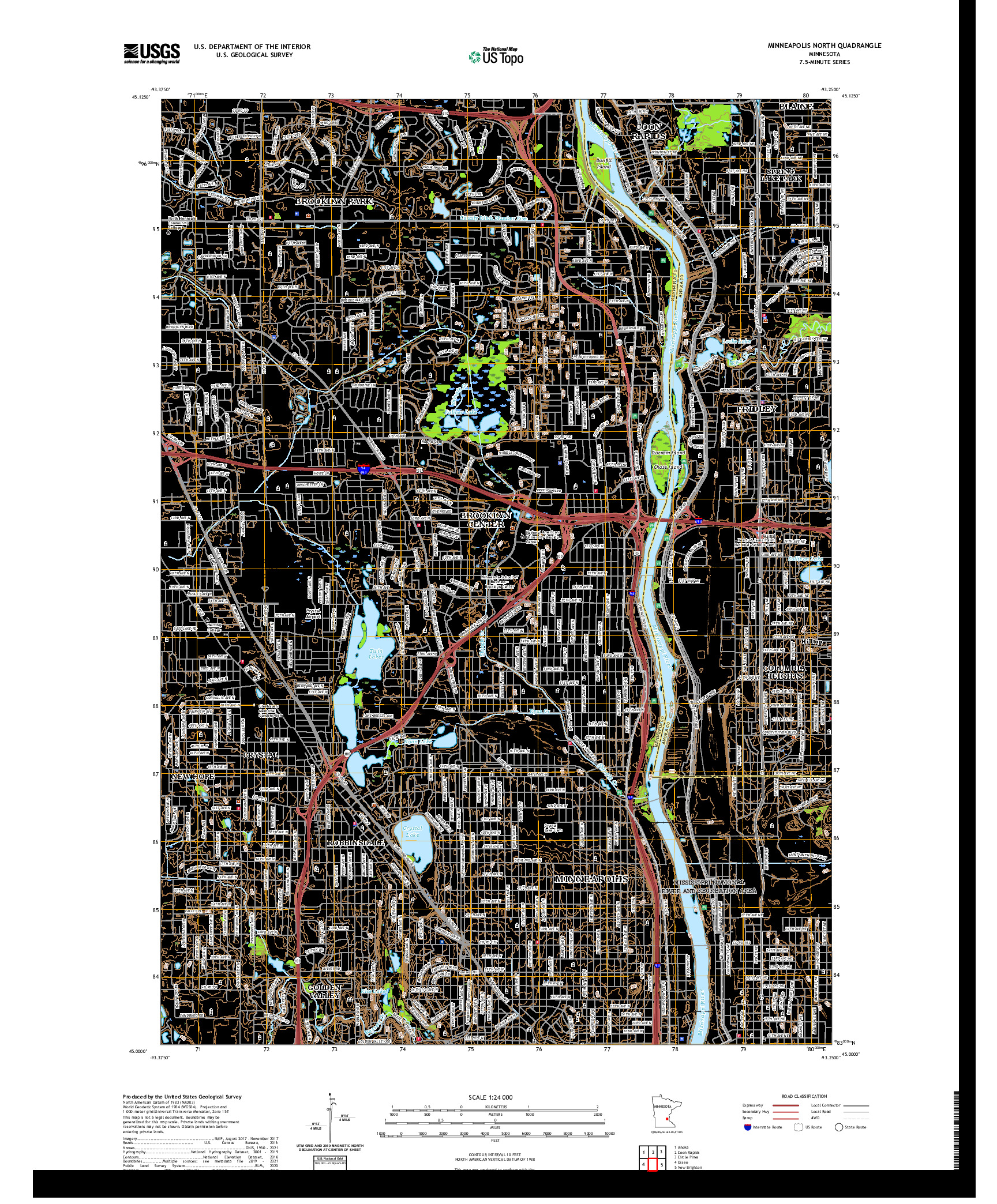 US TOPO 7.5-MINUTE MAP FOR MINNEAPOLIS NORTH, MN