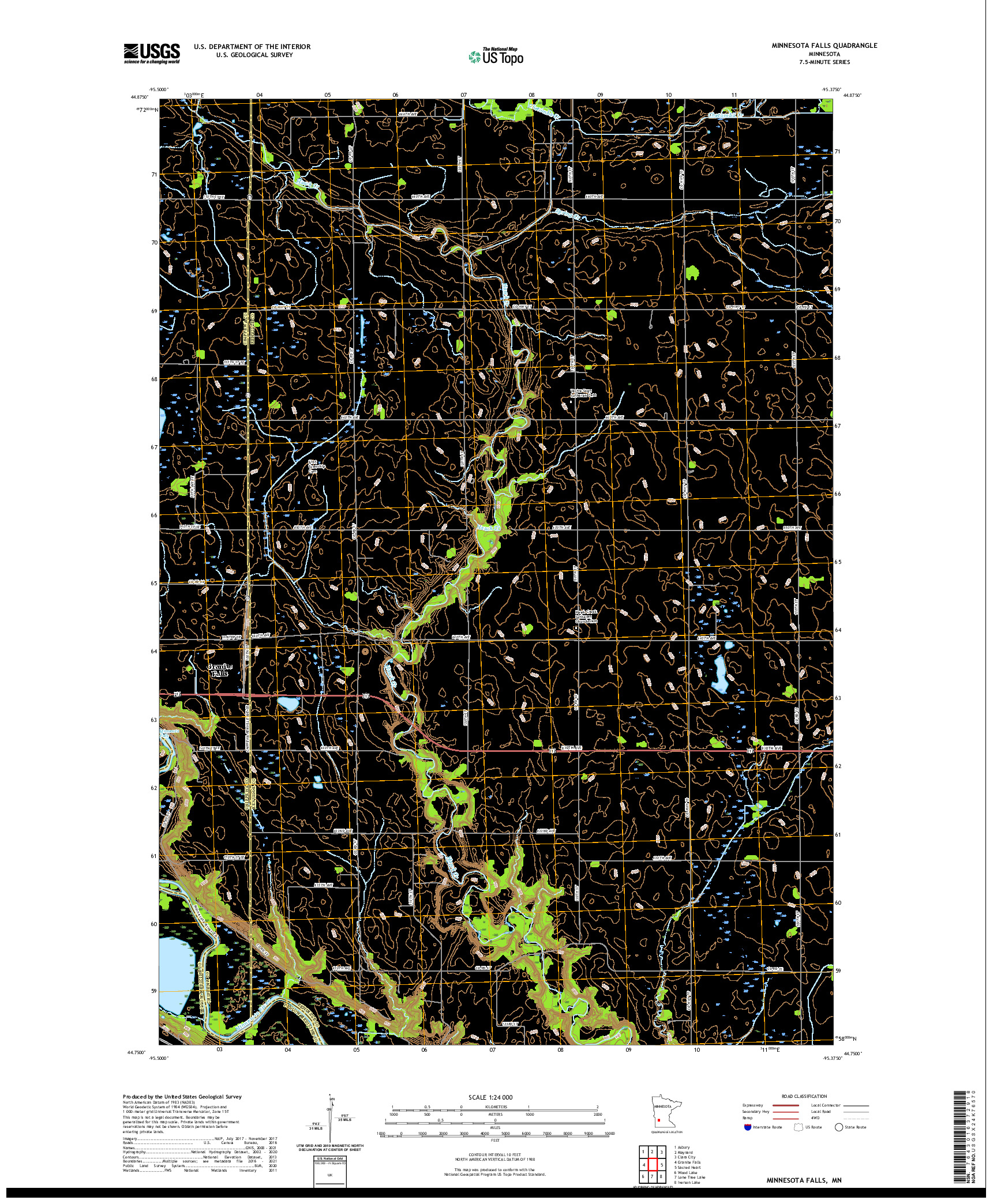 US TOPO 7.5-MINUTE MAP FOR MINNESOTA FALLS, MN