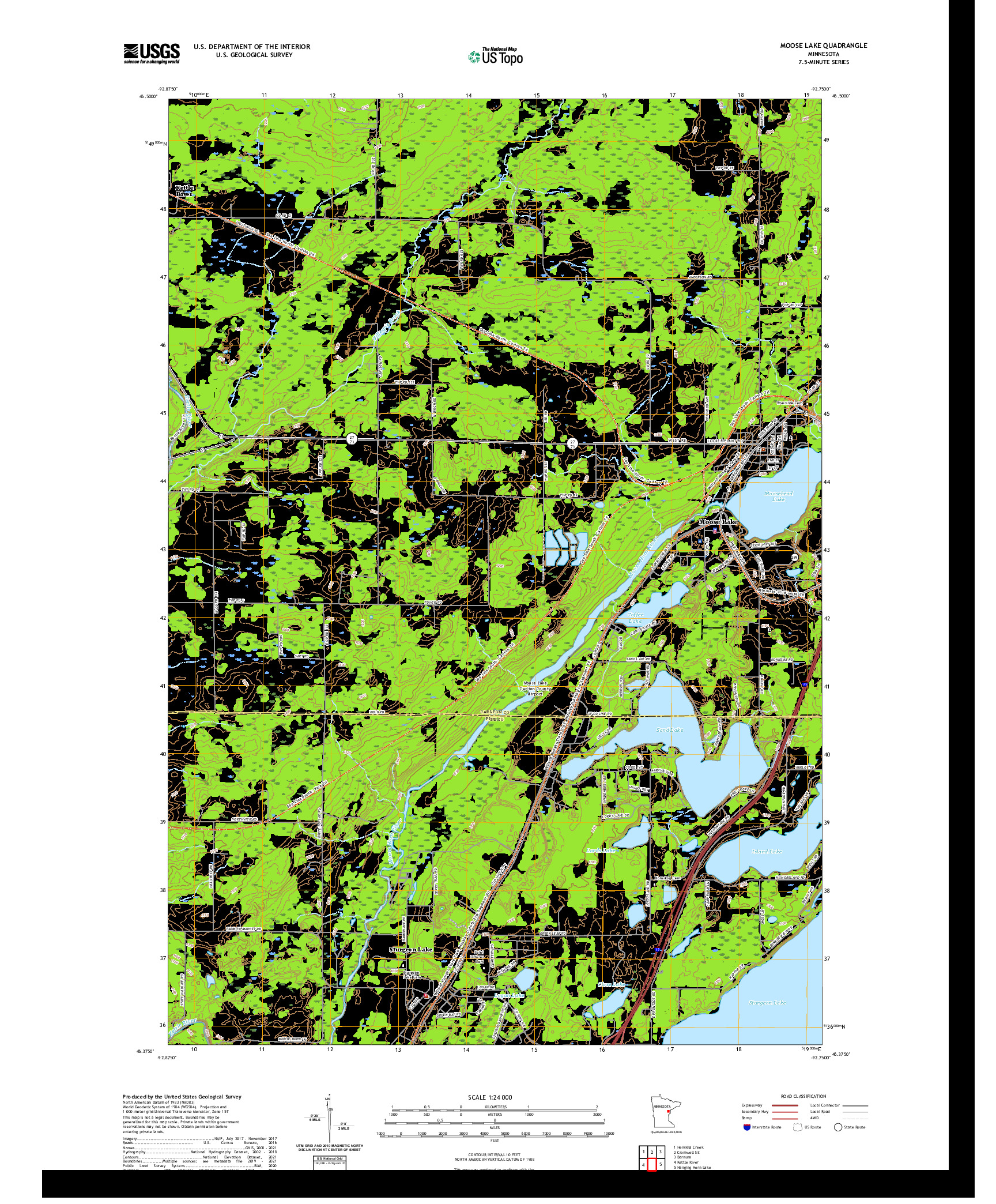 US TOPO 7.5-MINUTE MAP FOR MOOSE LAKE, MN