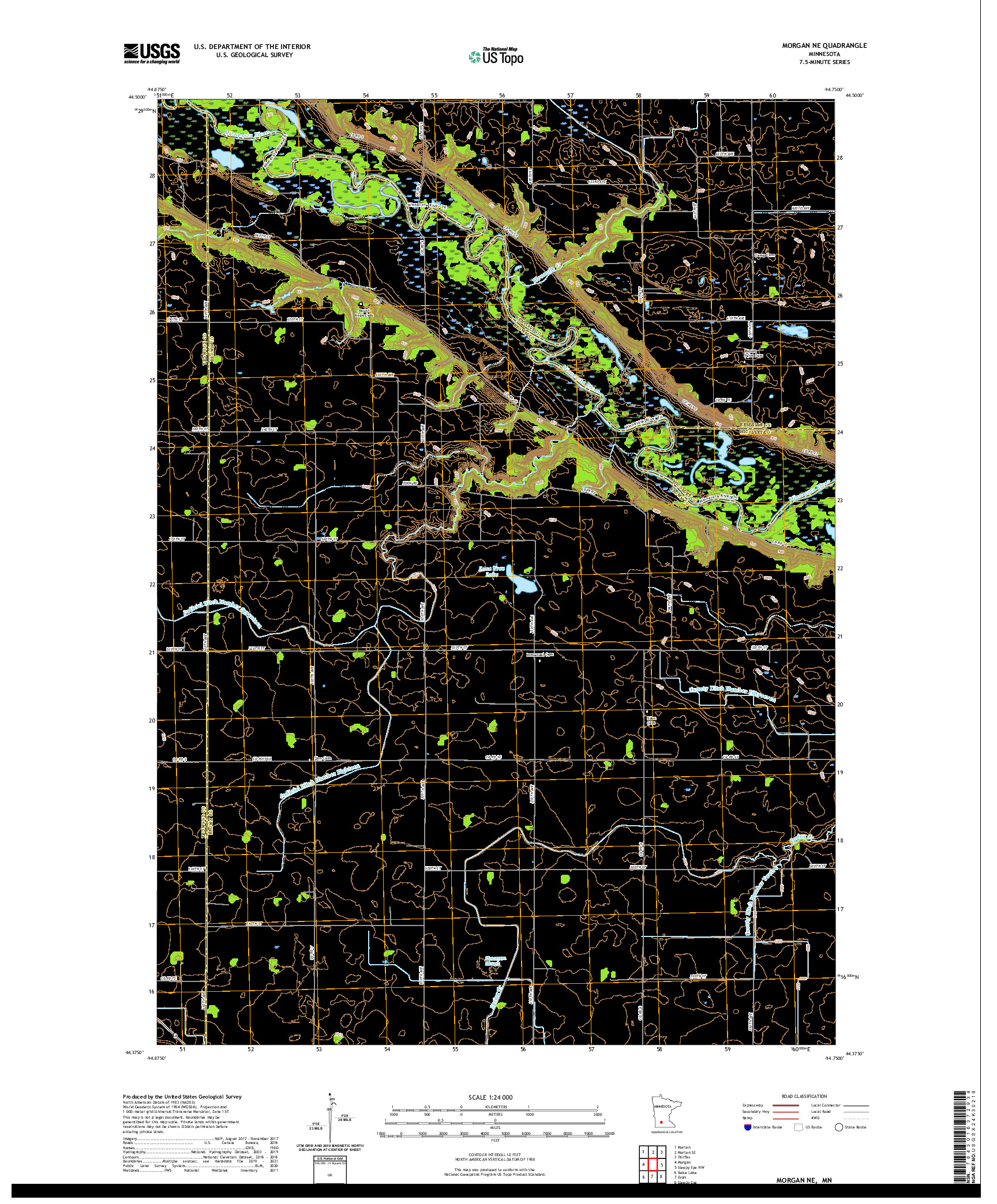 US TOPO 7.5-MINUTE MAP FOR MORGAN NE, MN