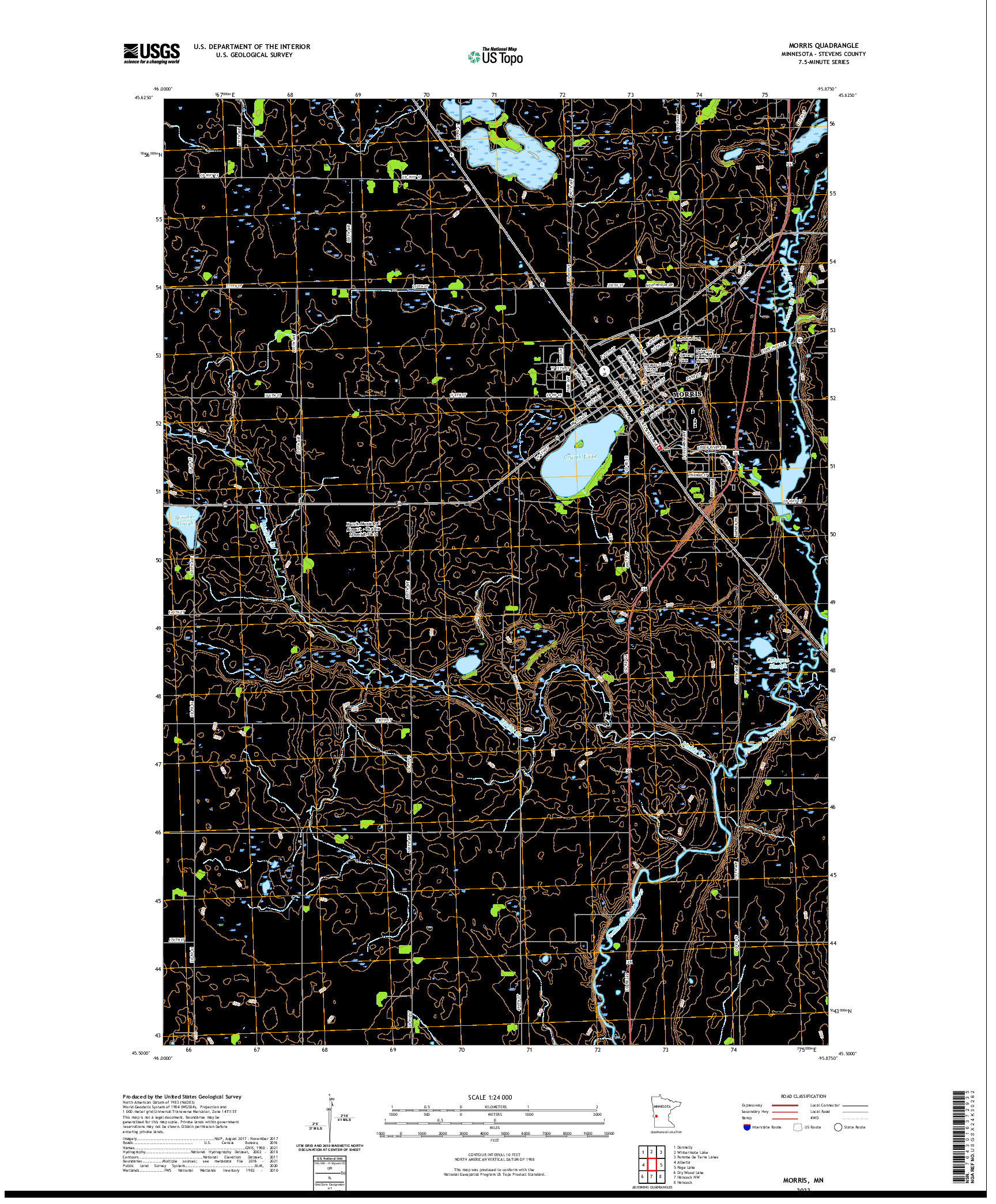 US TOPO 7.5-MINUTE MAP FOR MORRIS, MN