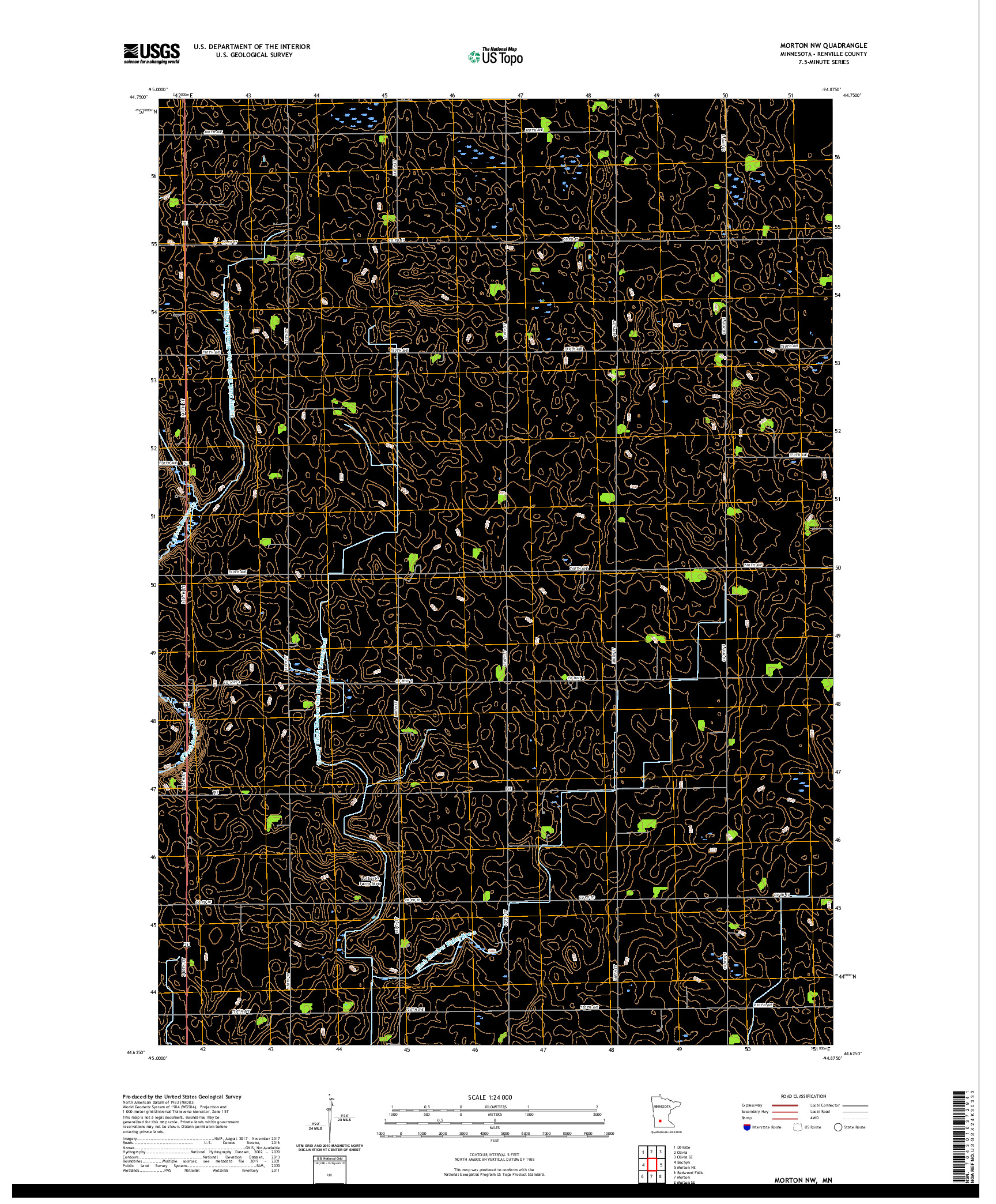 US TOPO 7.5-MINUTE MAP FOR MORTON NW, MN