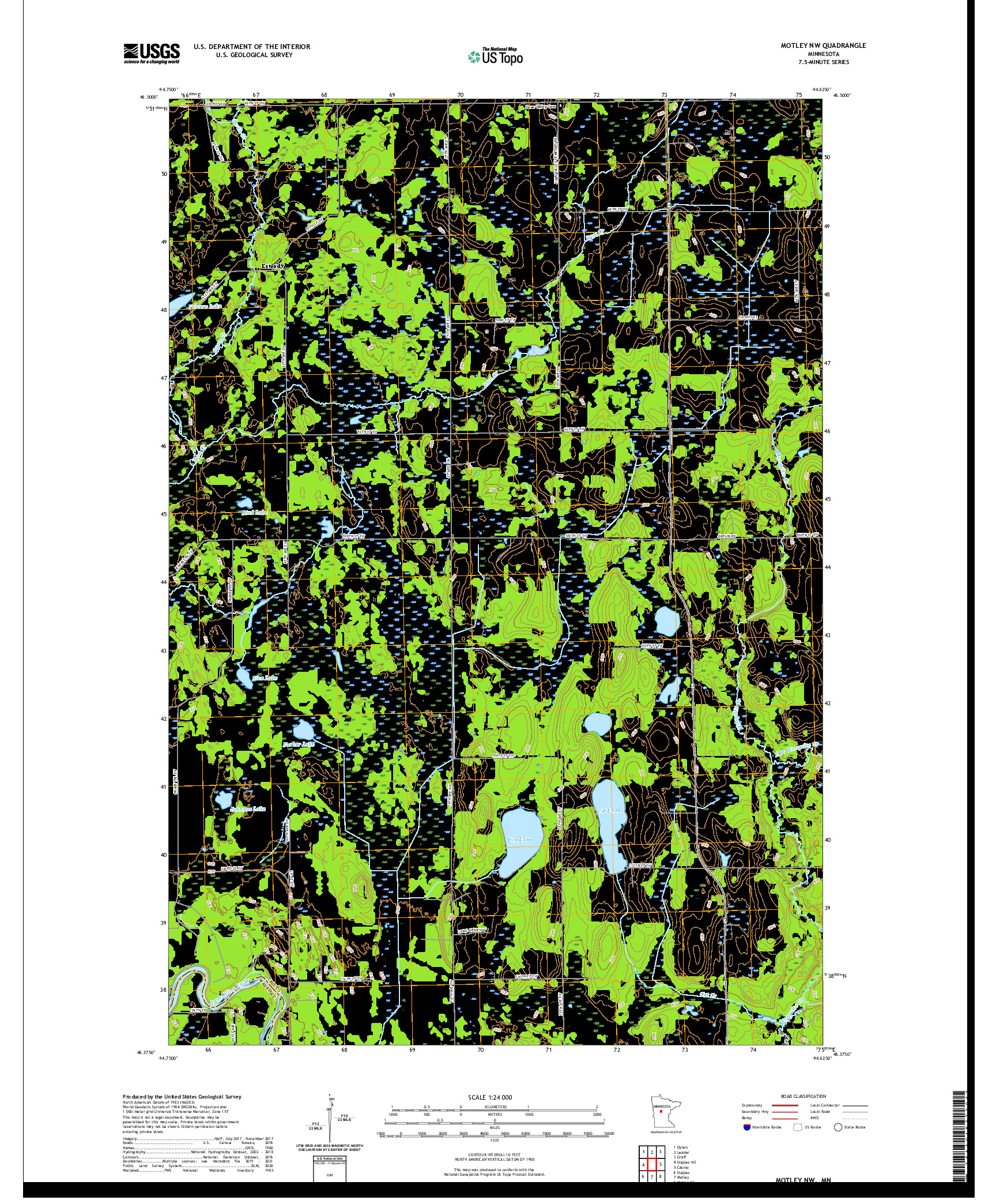 US TOPO 7.5-MINUTE MAP FOR MOTLEY NW, MN