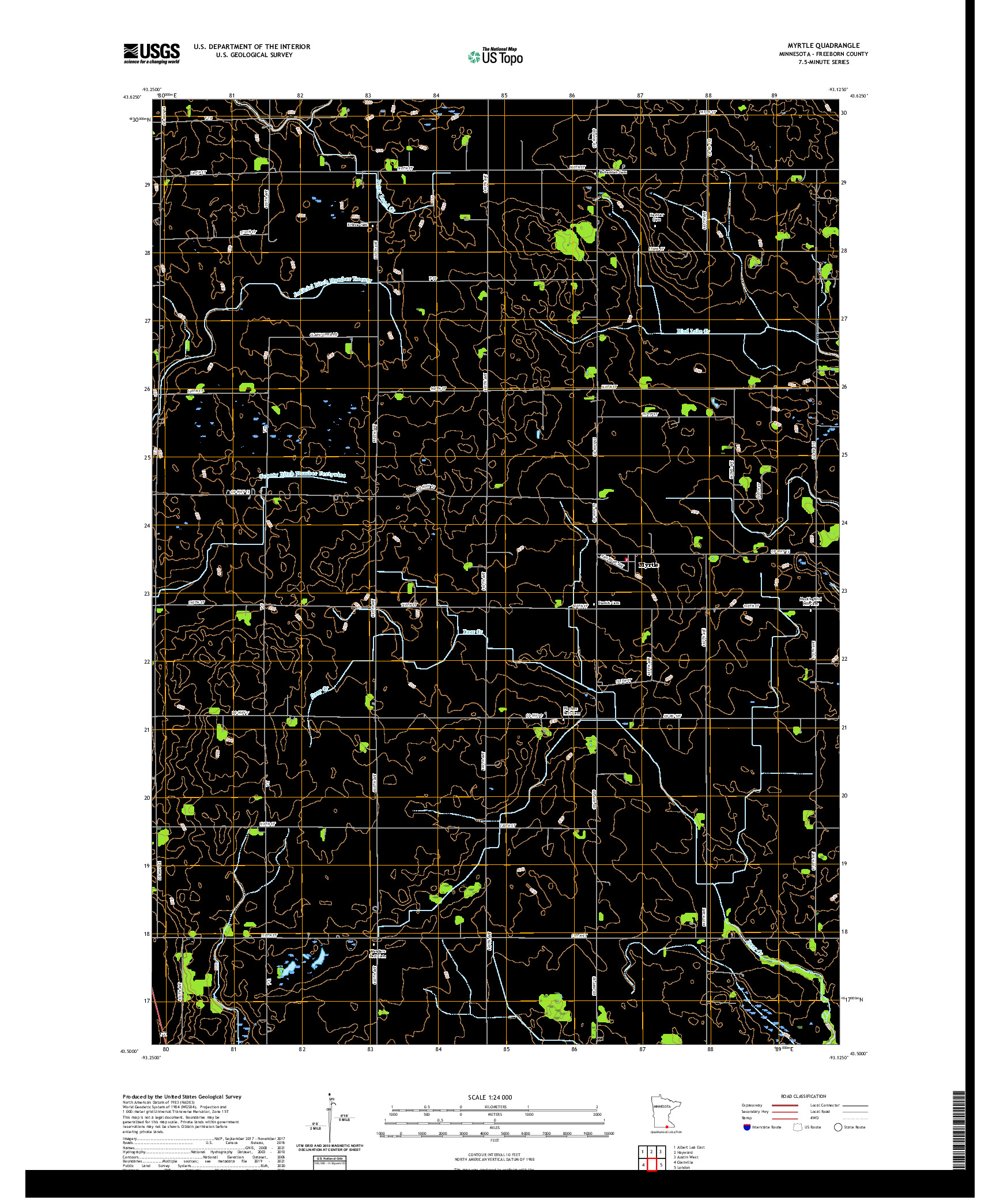 US TOPO 7.5-MINUTE MAP FOR MYRTLE, MN