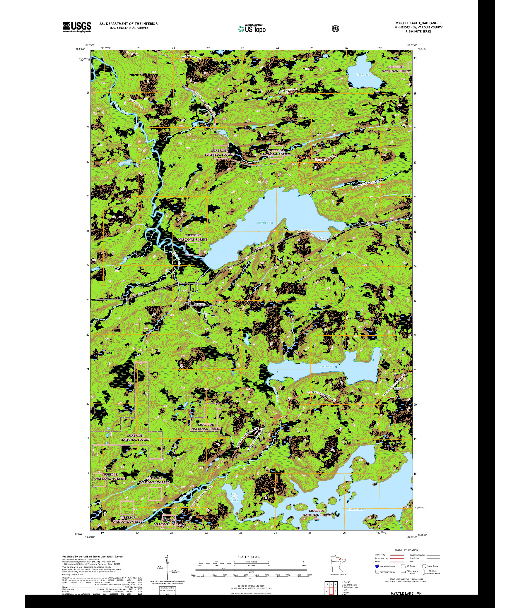 US TOPO 7.5-MINUTE MAP FOR MYRTLE LAKE, MN