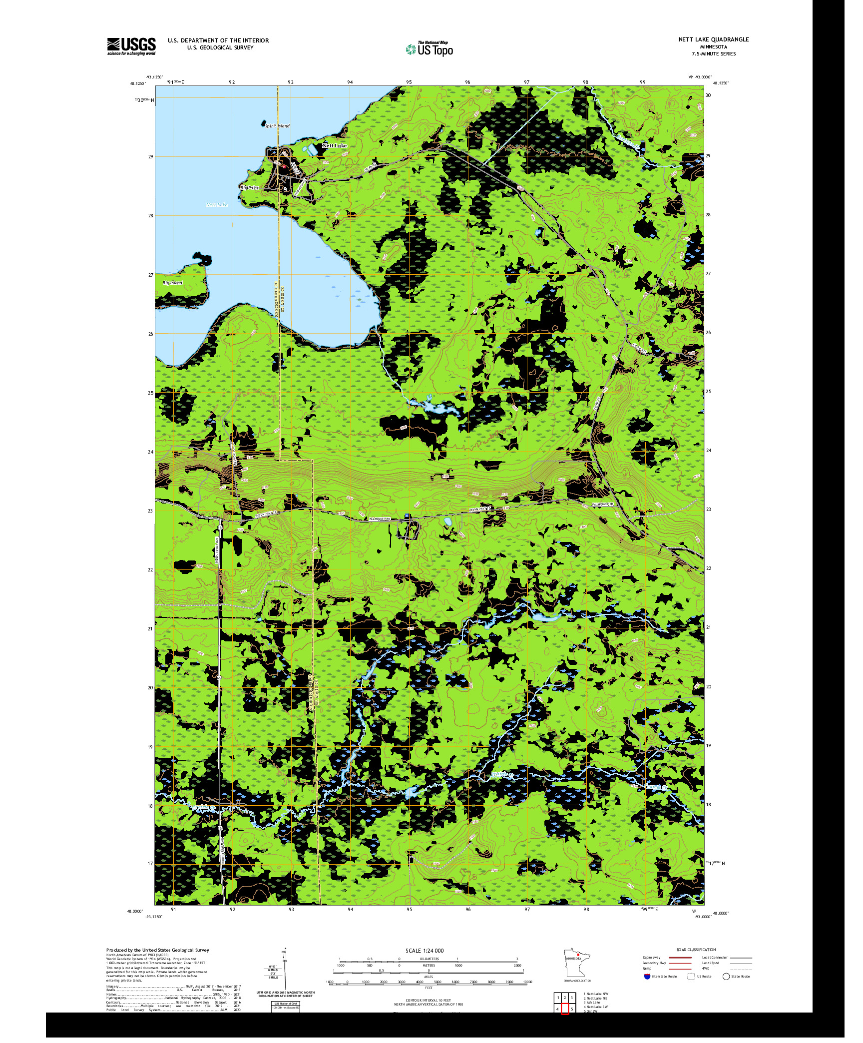 US TOPO 7.5-MINUTE MAP FOR NETT LAKE, MN