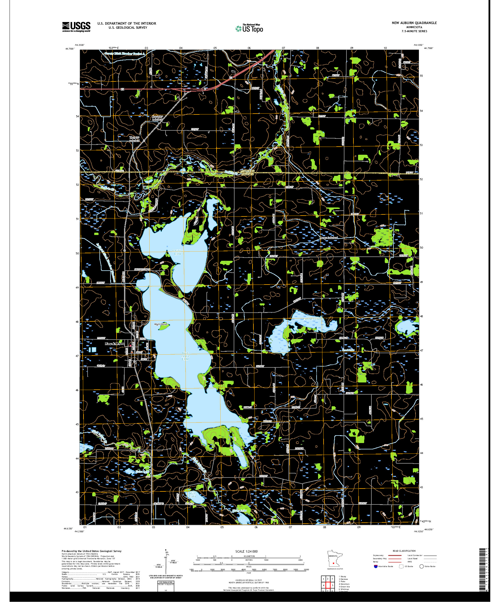 US TOPO 7.5-MINUTE MAP FOR NEW AUBURN, MN