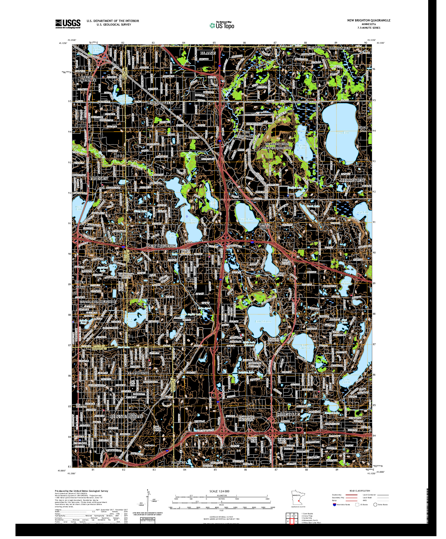 US TOPO 7.5-MINUTE MAP FOR NEW BRIGHTON, MN