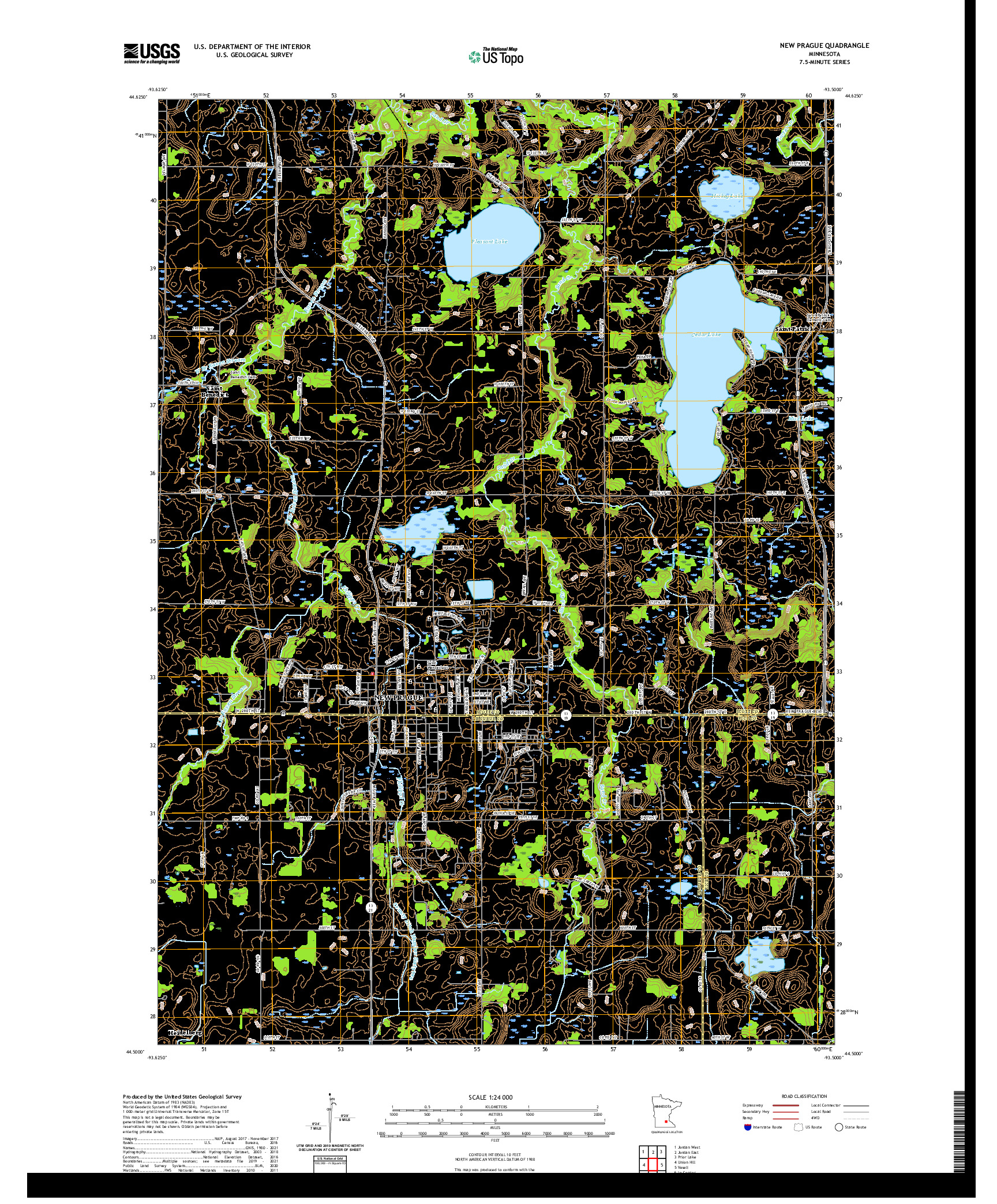 US TOPO 7.5-MINUTE MAP FOR NEW PRAGUE, MN