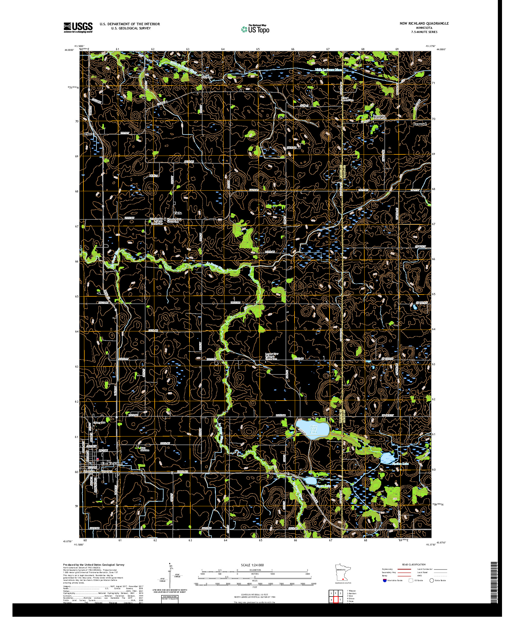 US TOPO 7.5-MINUTE MAP FOR NEW RICHLAND, MN