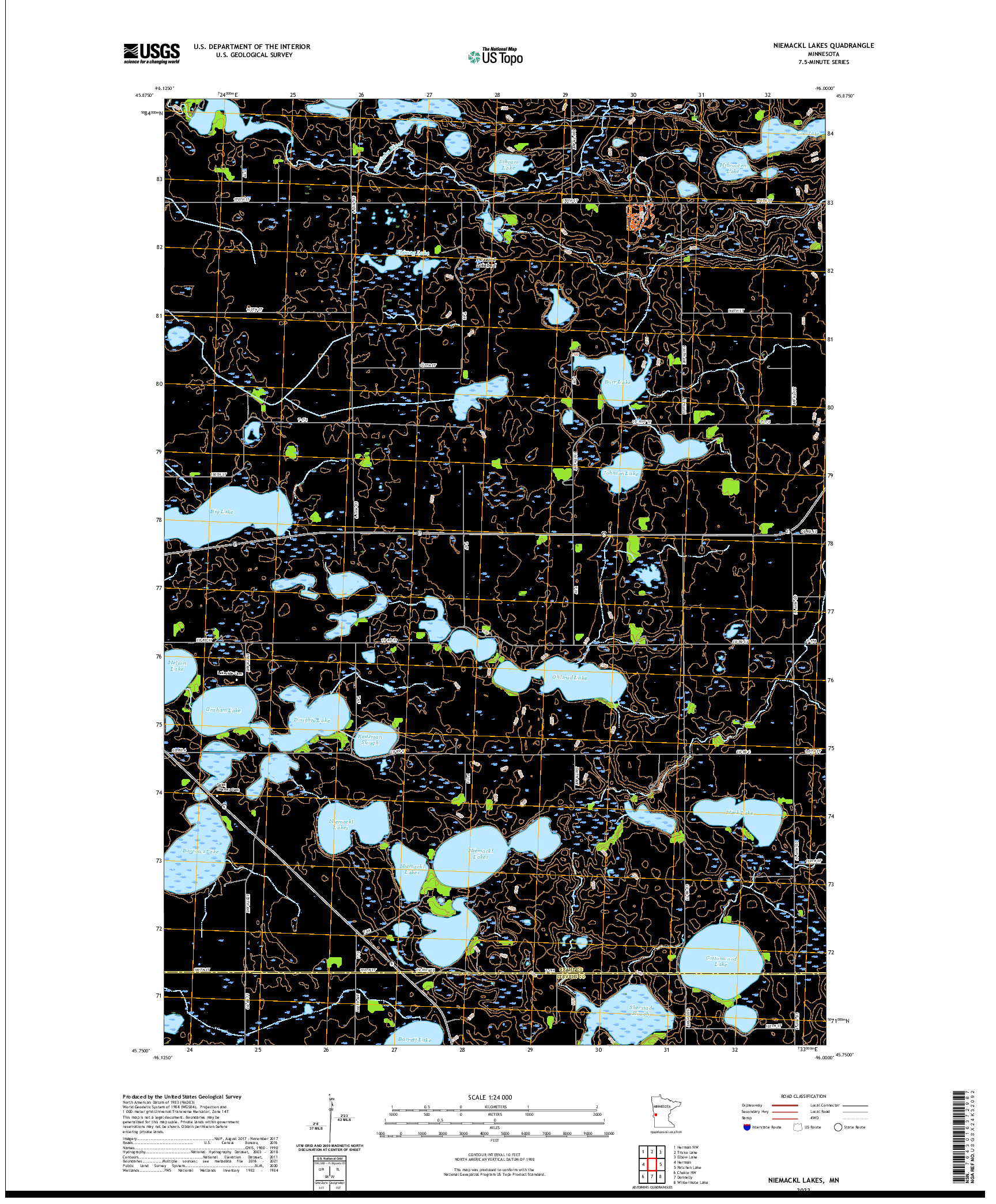 US TOPO 7.5-MINUTE MAP FOR NIEMACKL LAKES, MN