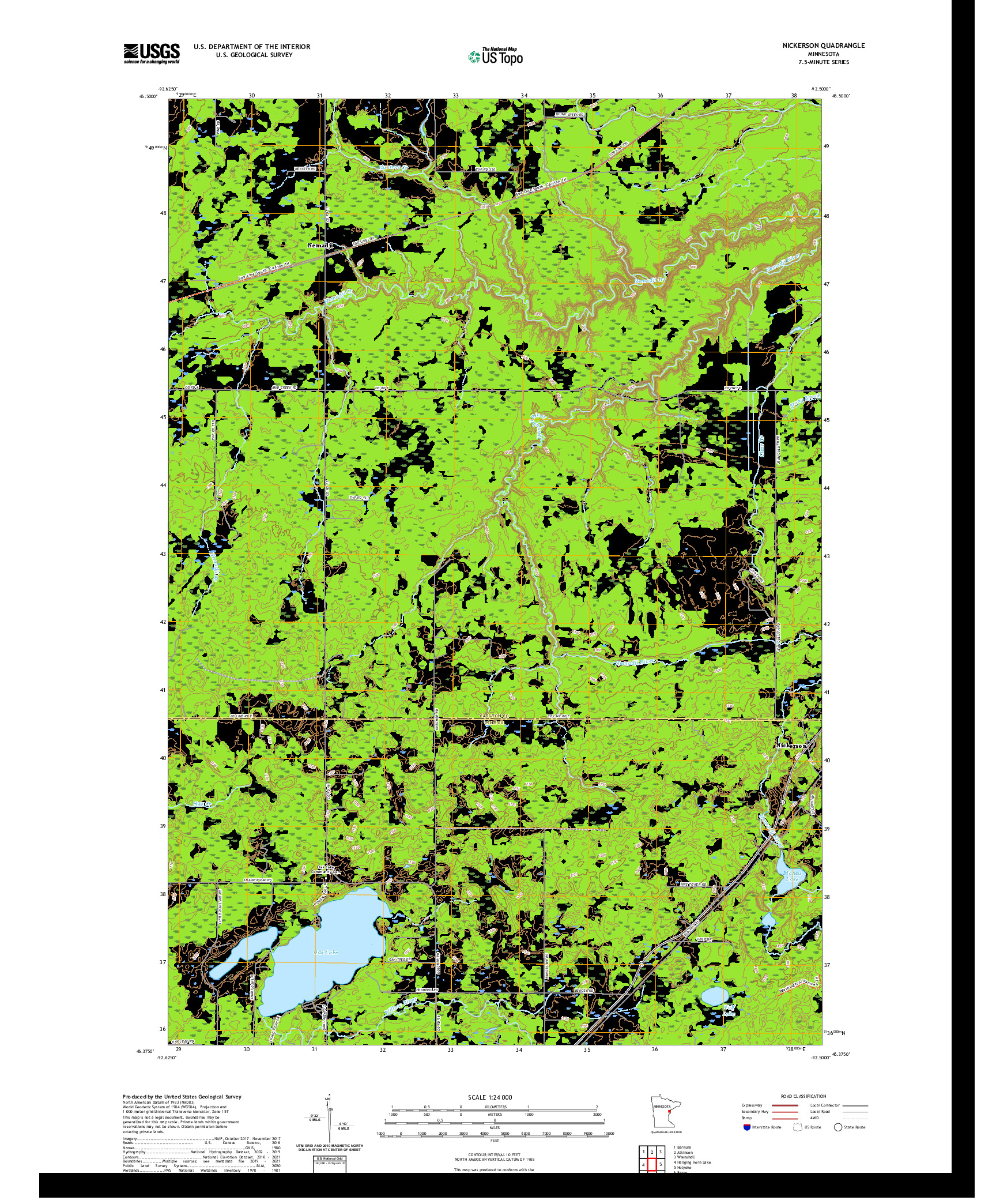 US TOPO 7.5-MINUTE MAP FOR NICKERSON, MN