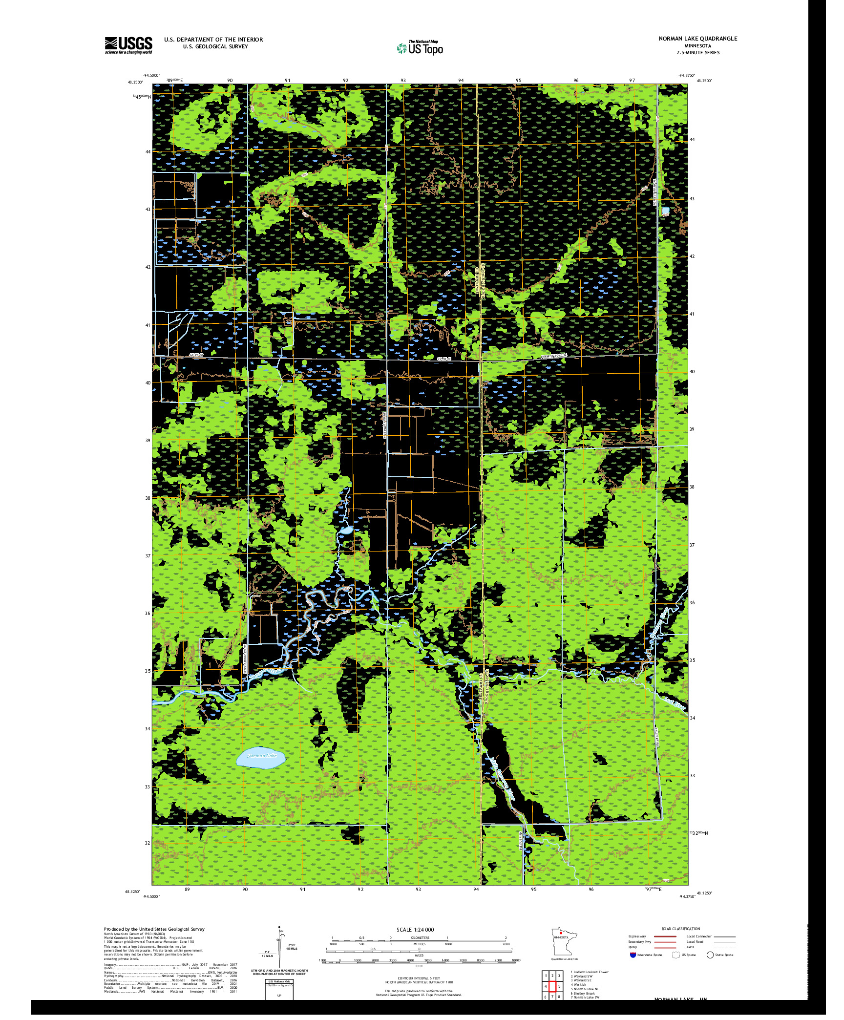 US TOPO 7.5-MINUTE MAP FOR NORMAN LAKE, MN