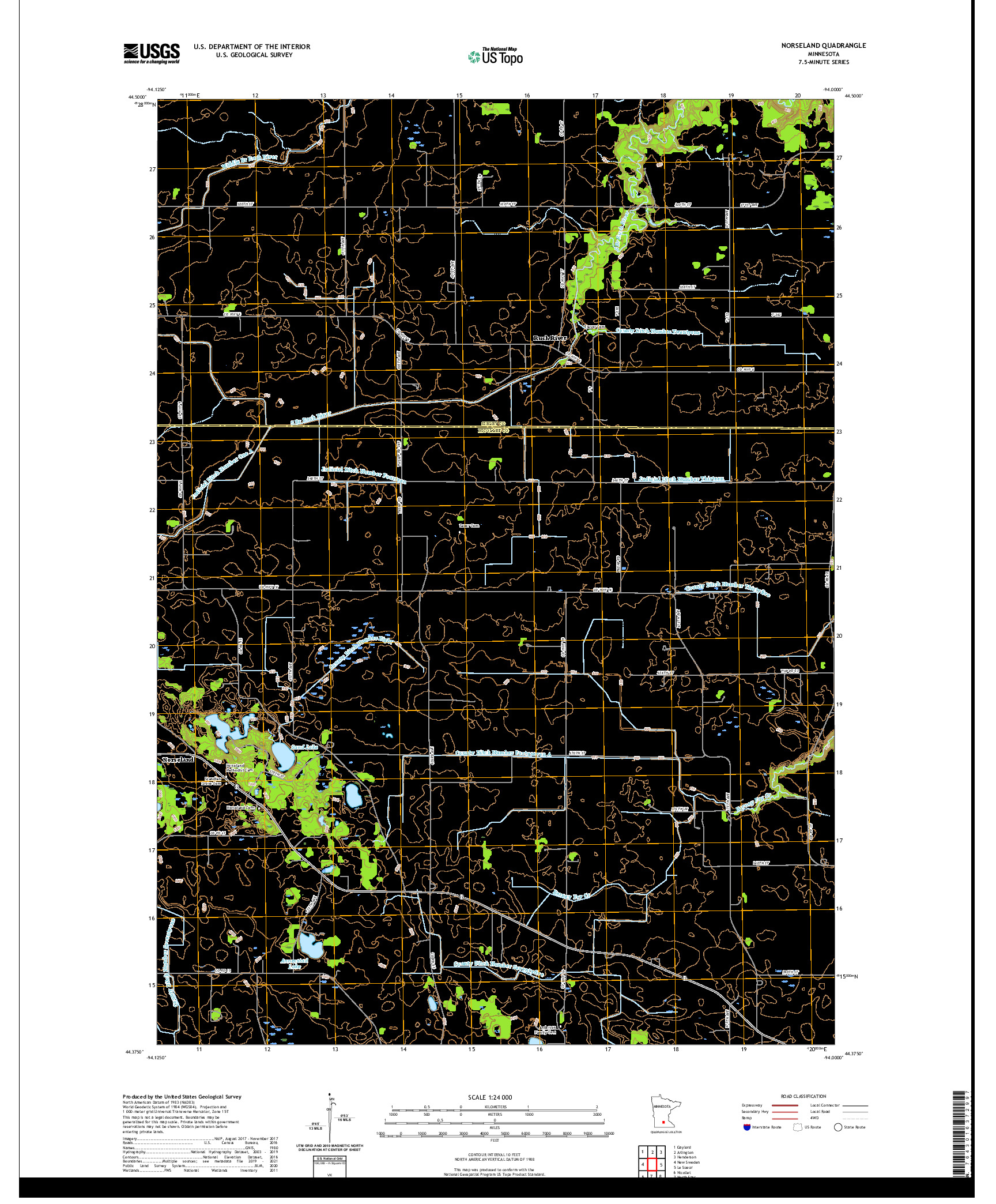 US TOPO 7.5-MINUTE MAP FOR NORSELAND, MN