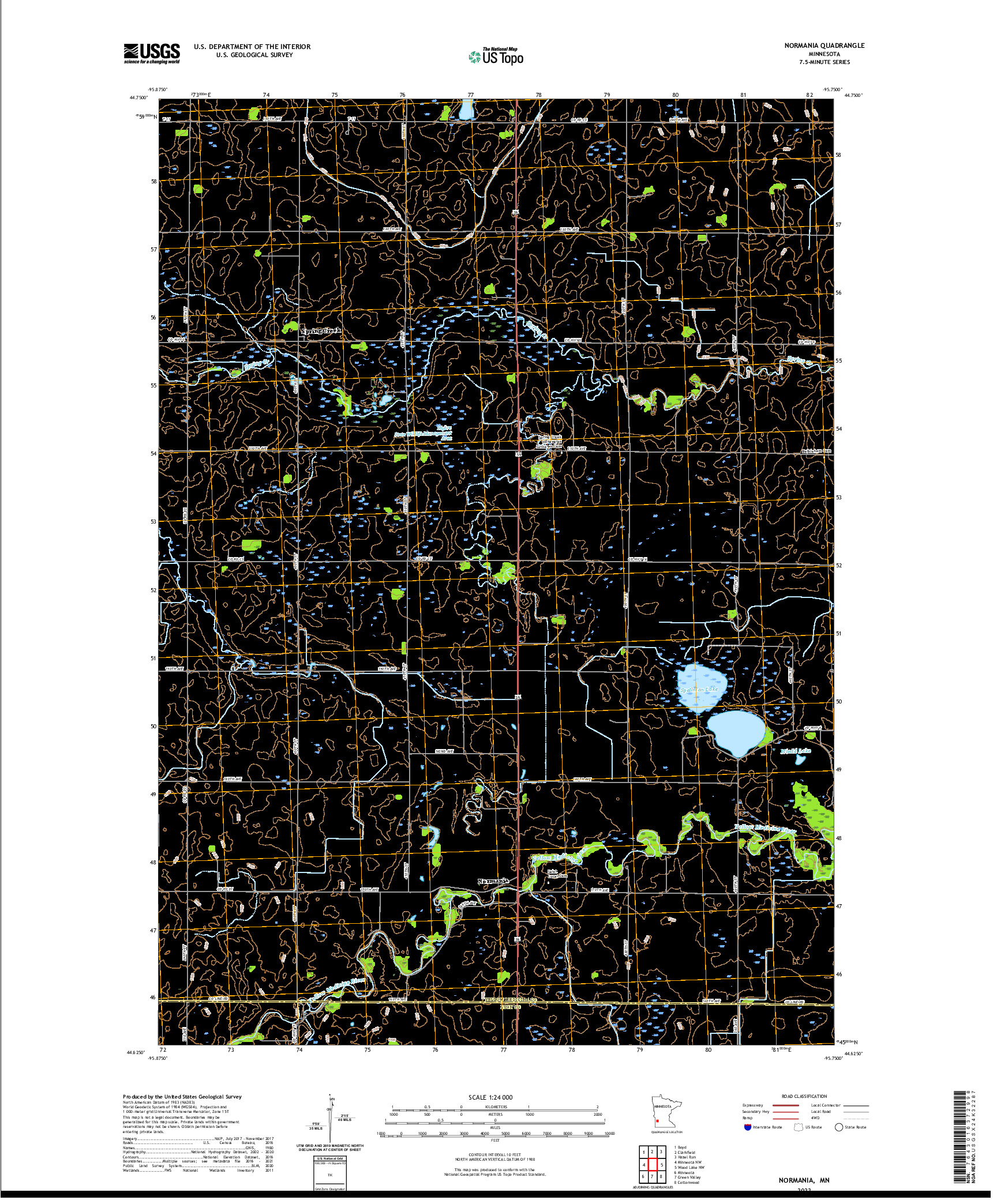 US TOPO 7.5-MINUTE MAP FOR NORMANIA, MN