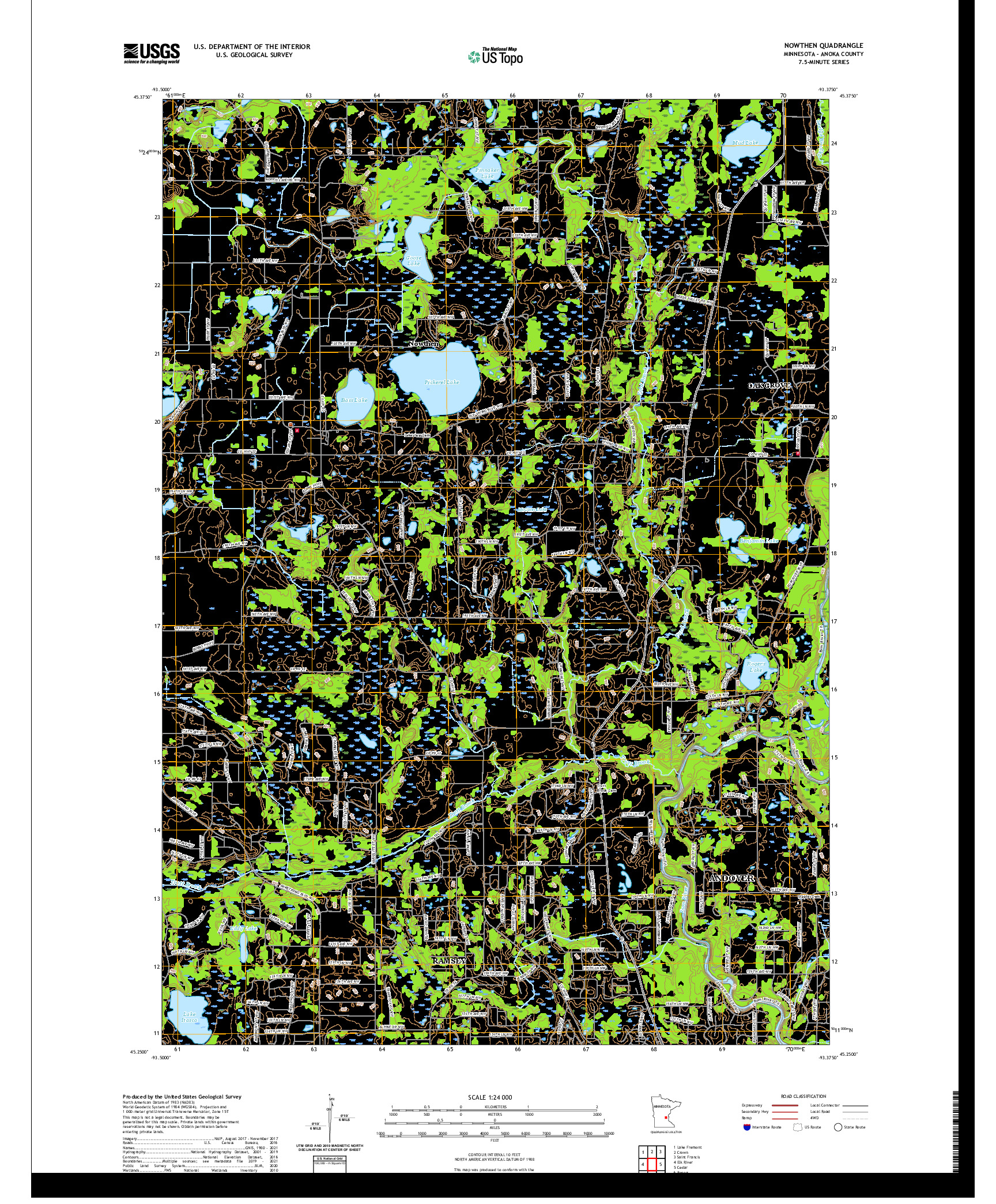 US TOPO 7.5-MINUTE MAP FOR NOWTHEN, MN