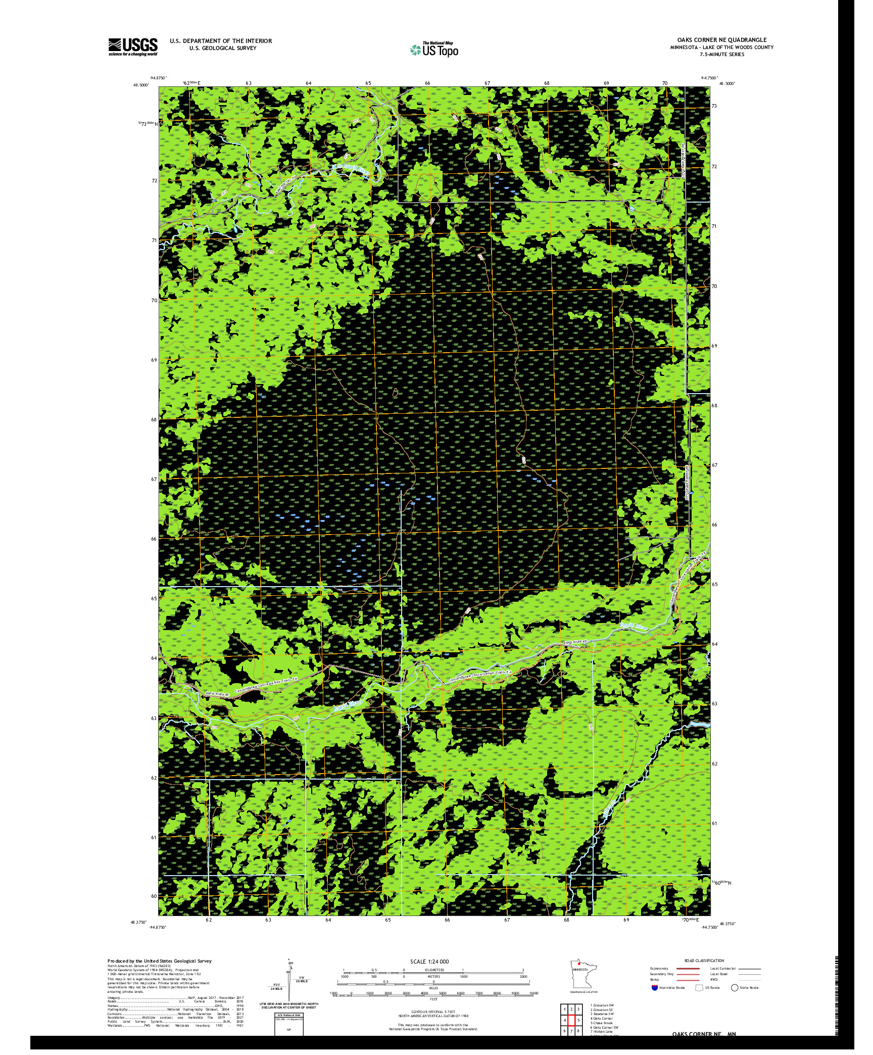 US TOPO 7.5-MINUTE MAP FOR OAKS CORNER NE, MN