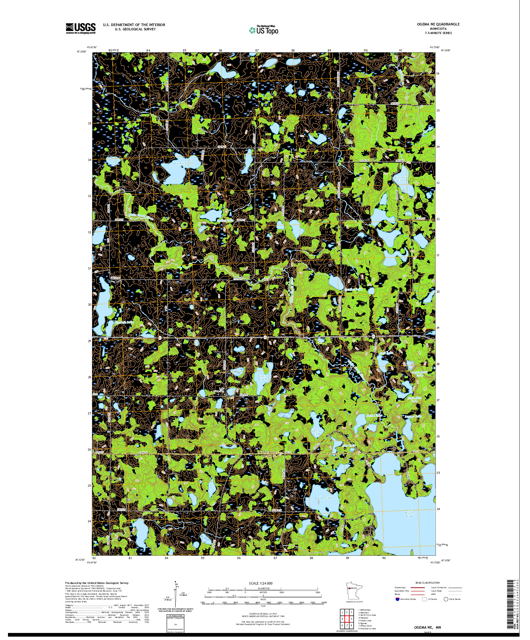 US TOPO 7.5-MINUTE MAP FOR OGEMA NE, MN