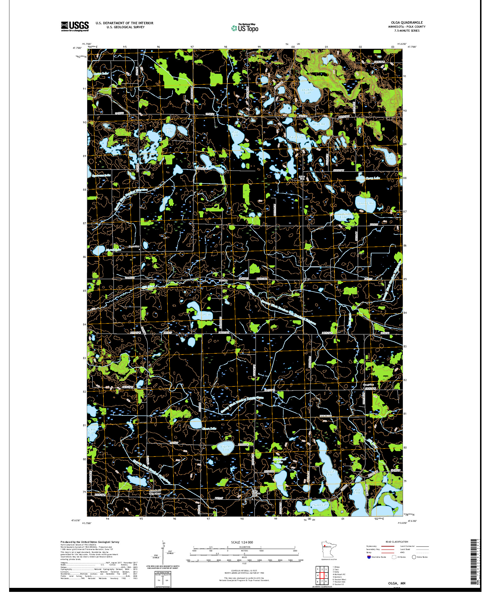 US TOPO 7.5-MINUTE MAP FOR OLGA, MN