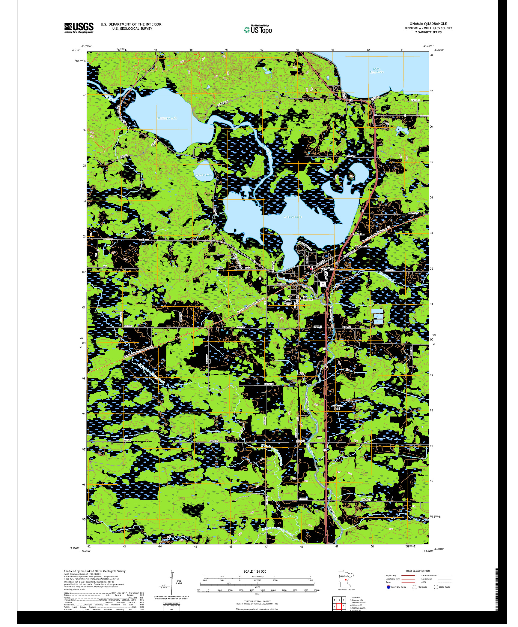 US TOPO 7.5-MINUTE MAP FOR ONAMIA, MN