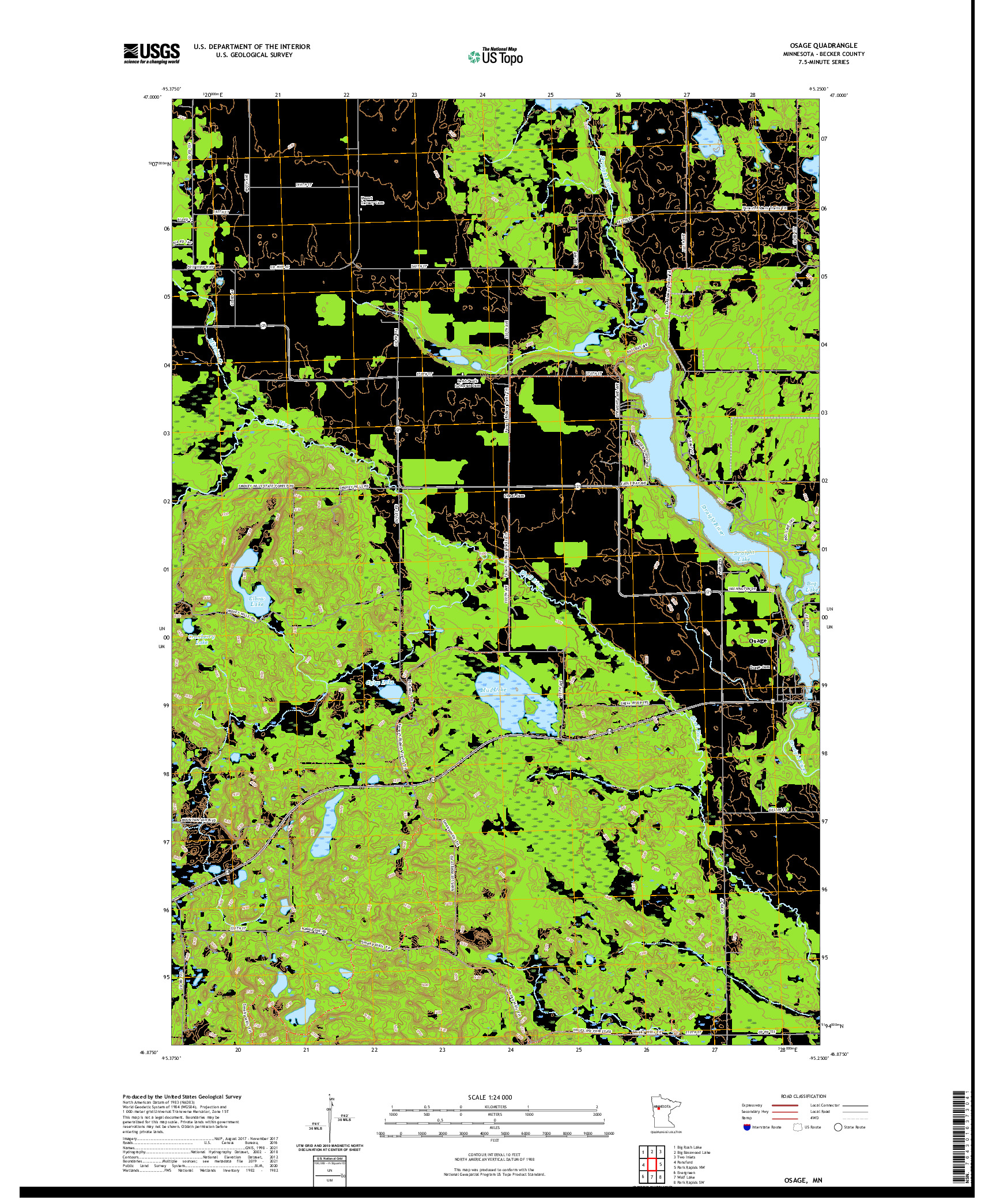 US TOPO 7.5-MINUTE MAP FOR OSAGE, MN