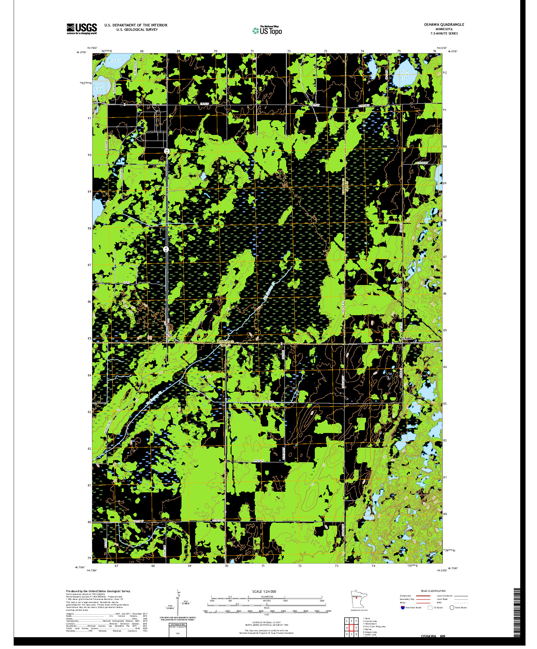 US TOPO 7.5-MINUTE MAP FOR OSHAWA, MN